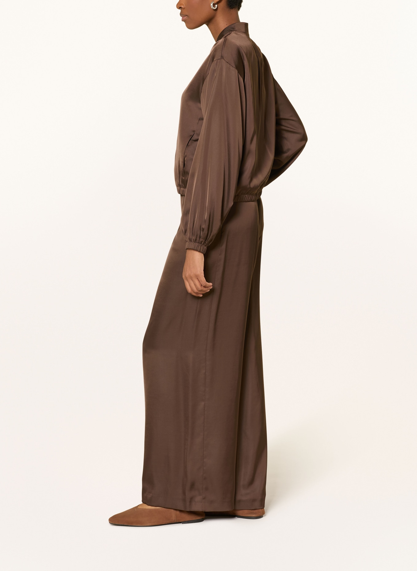 comma Marlenehose aus Satin: DUNKELBRAUN
