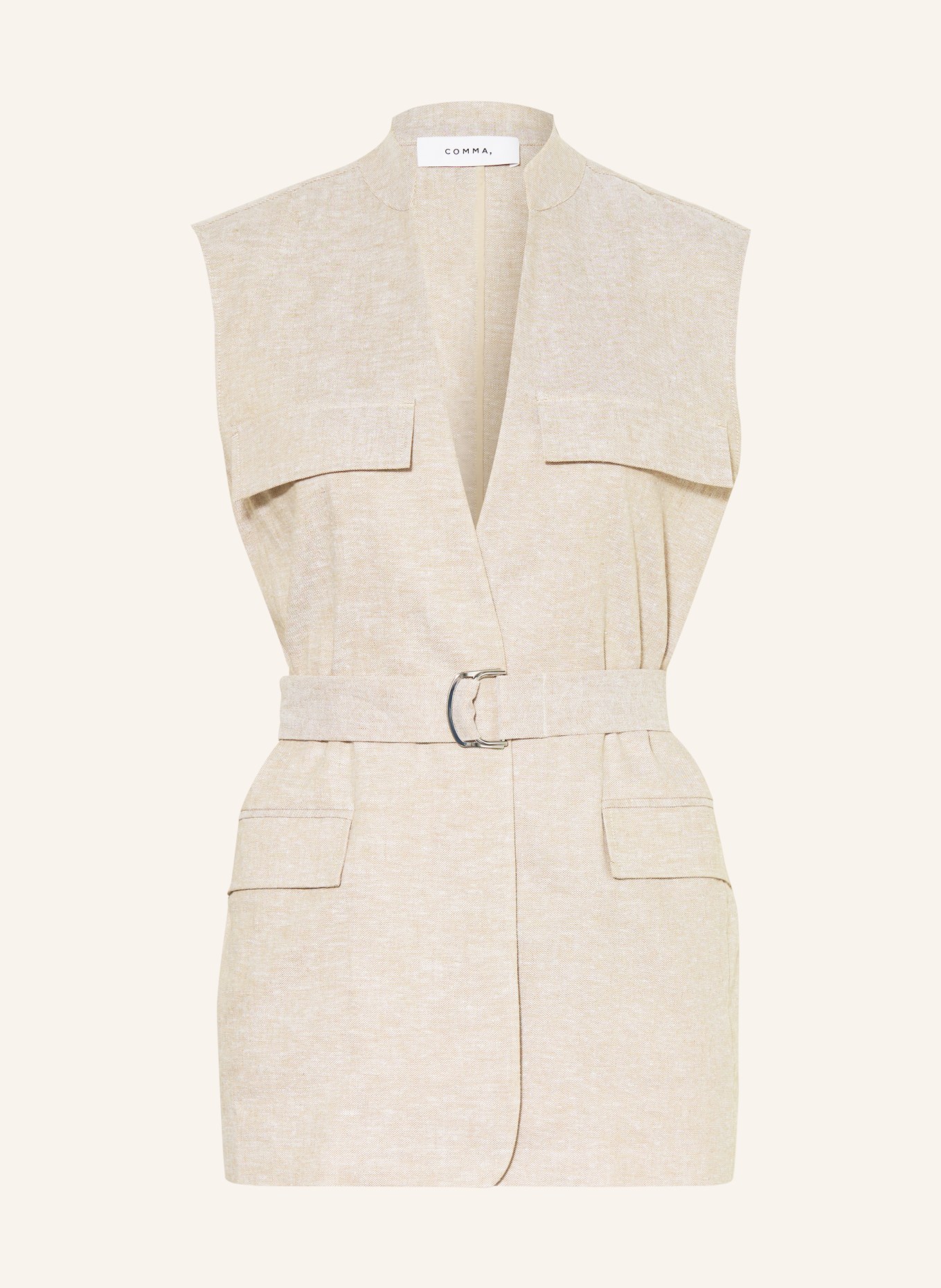 comma Linen blazer vest: BEIGE
