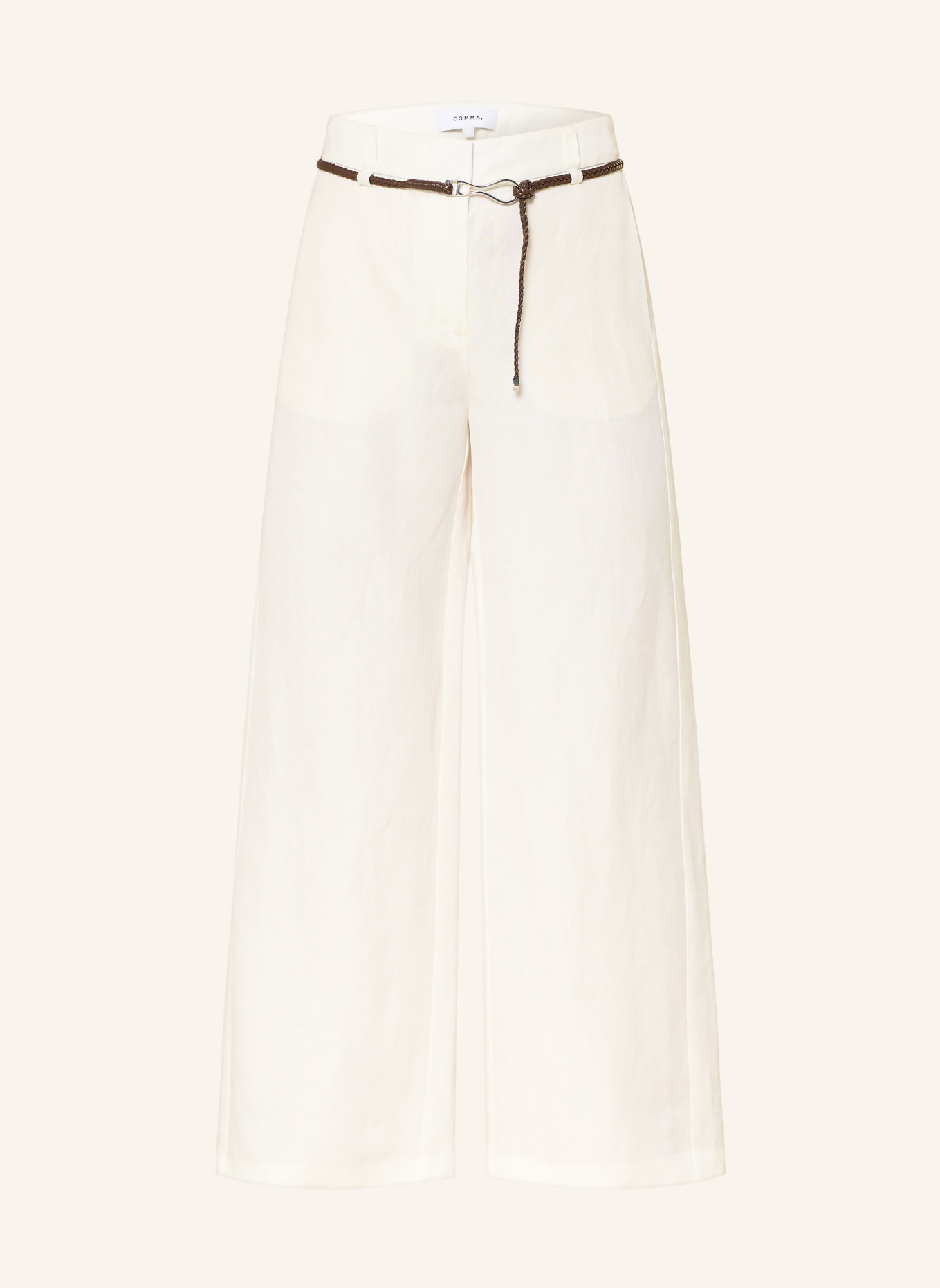 comma Marlenehose mit Leinen: WEISS