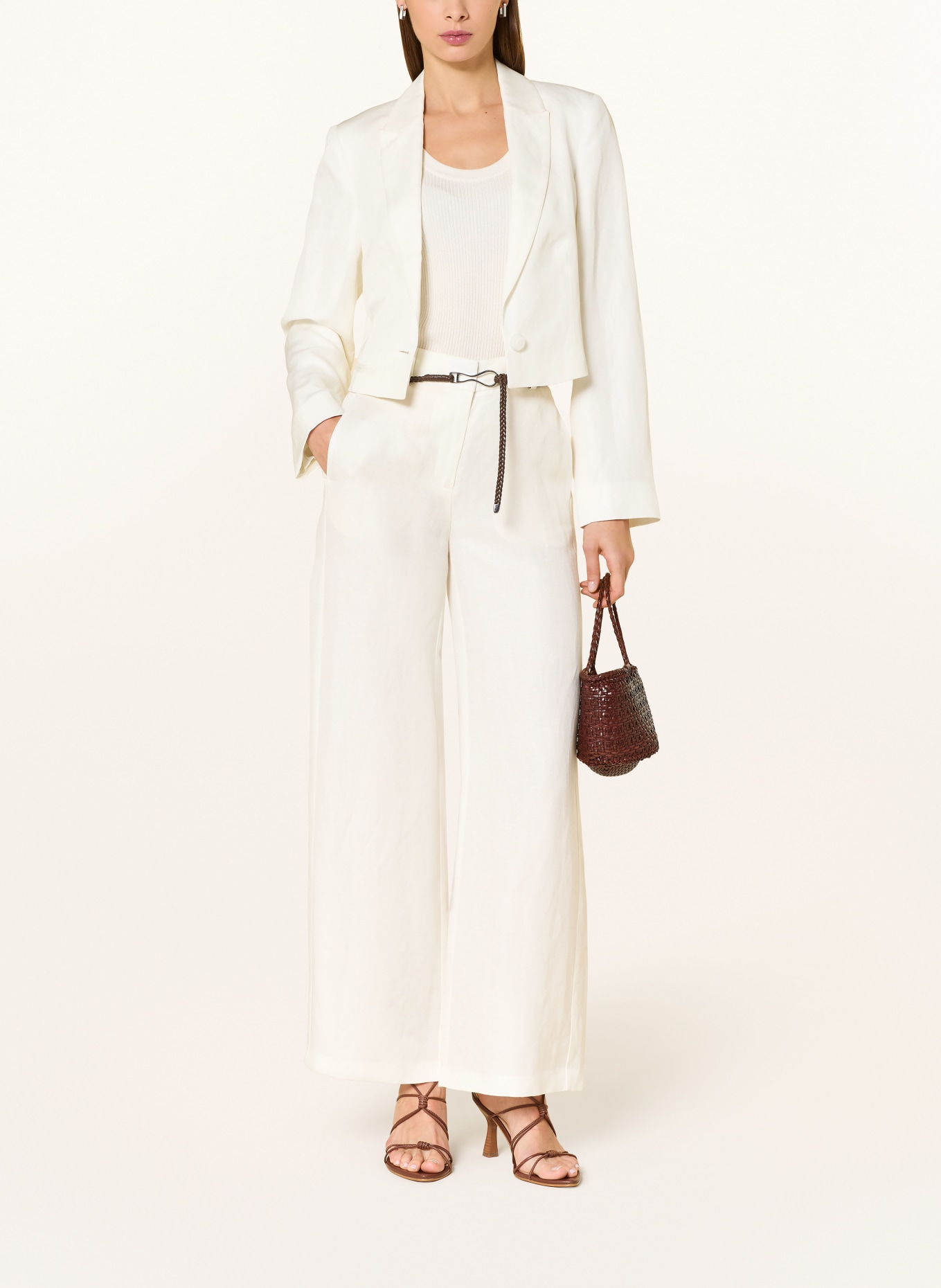 comma Marlenehose mit Leinen: WEISS