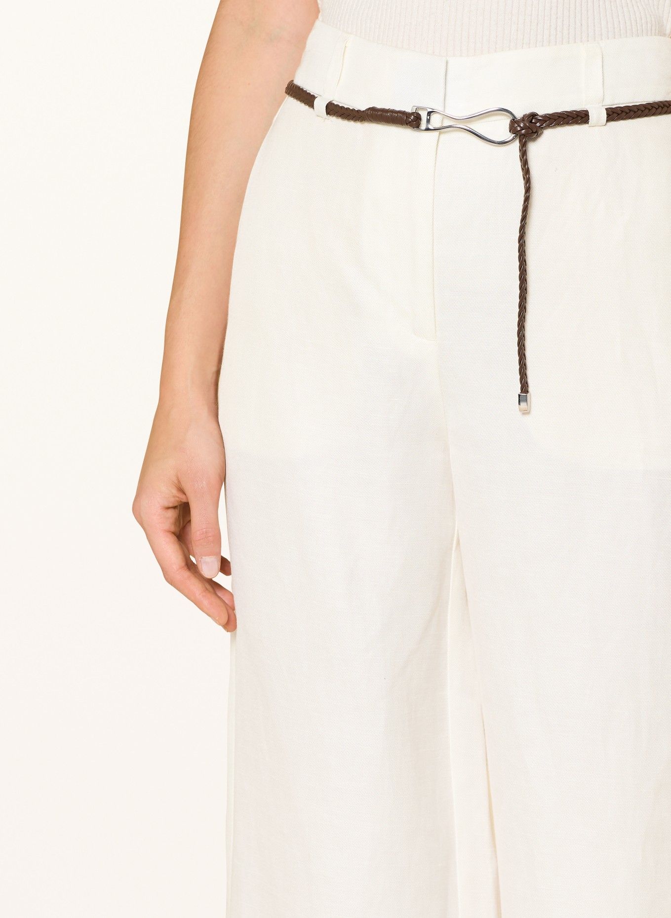 comma Marlenehose mit Leinen: WEISS