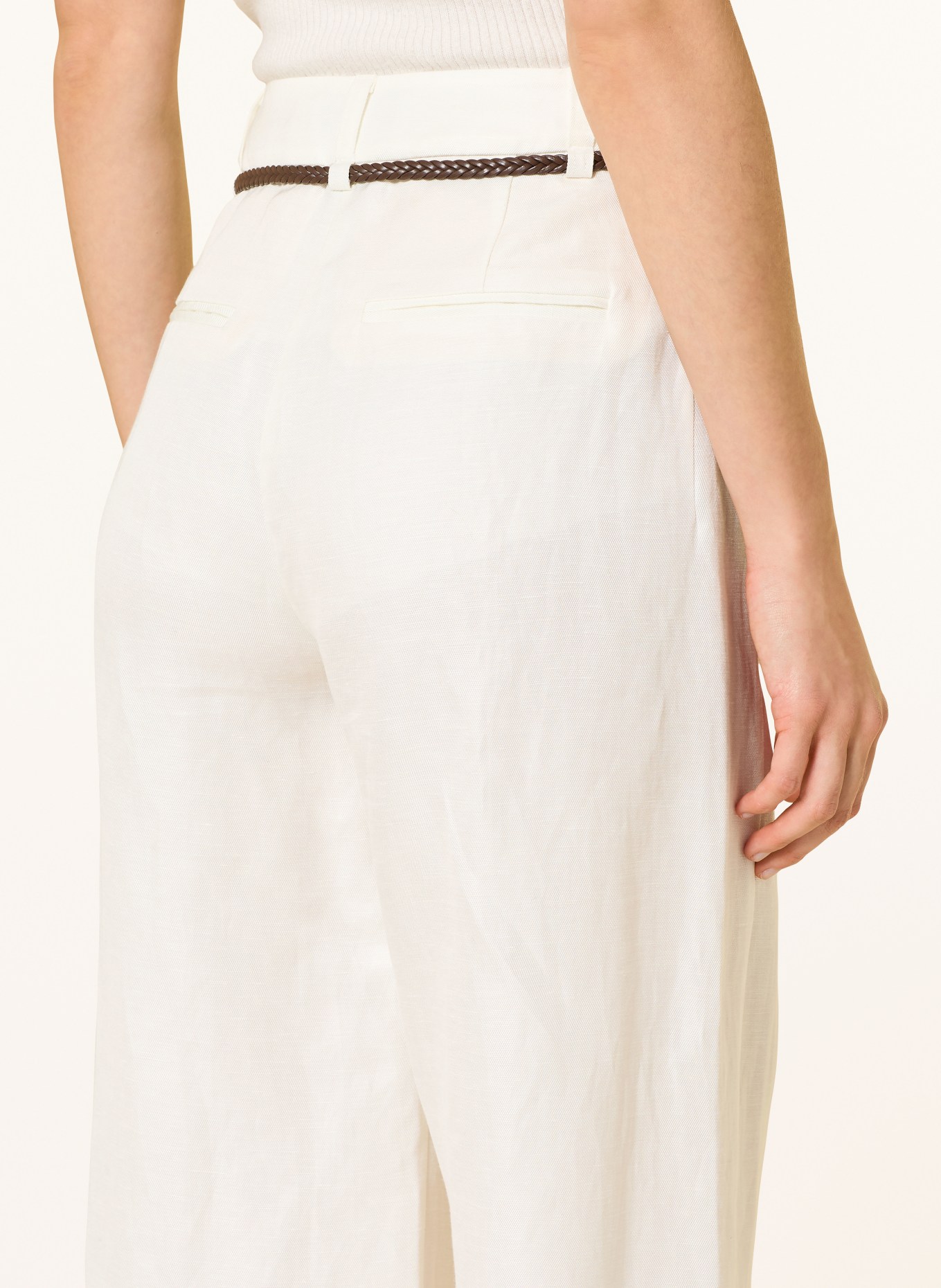 comma Marlenehose mit Leinen: WEISS