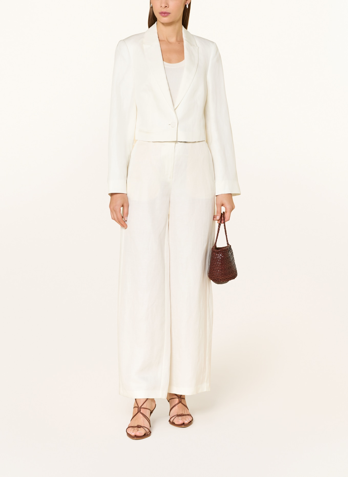 comma Marlenehose mit Leinen: WEISS