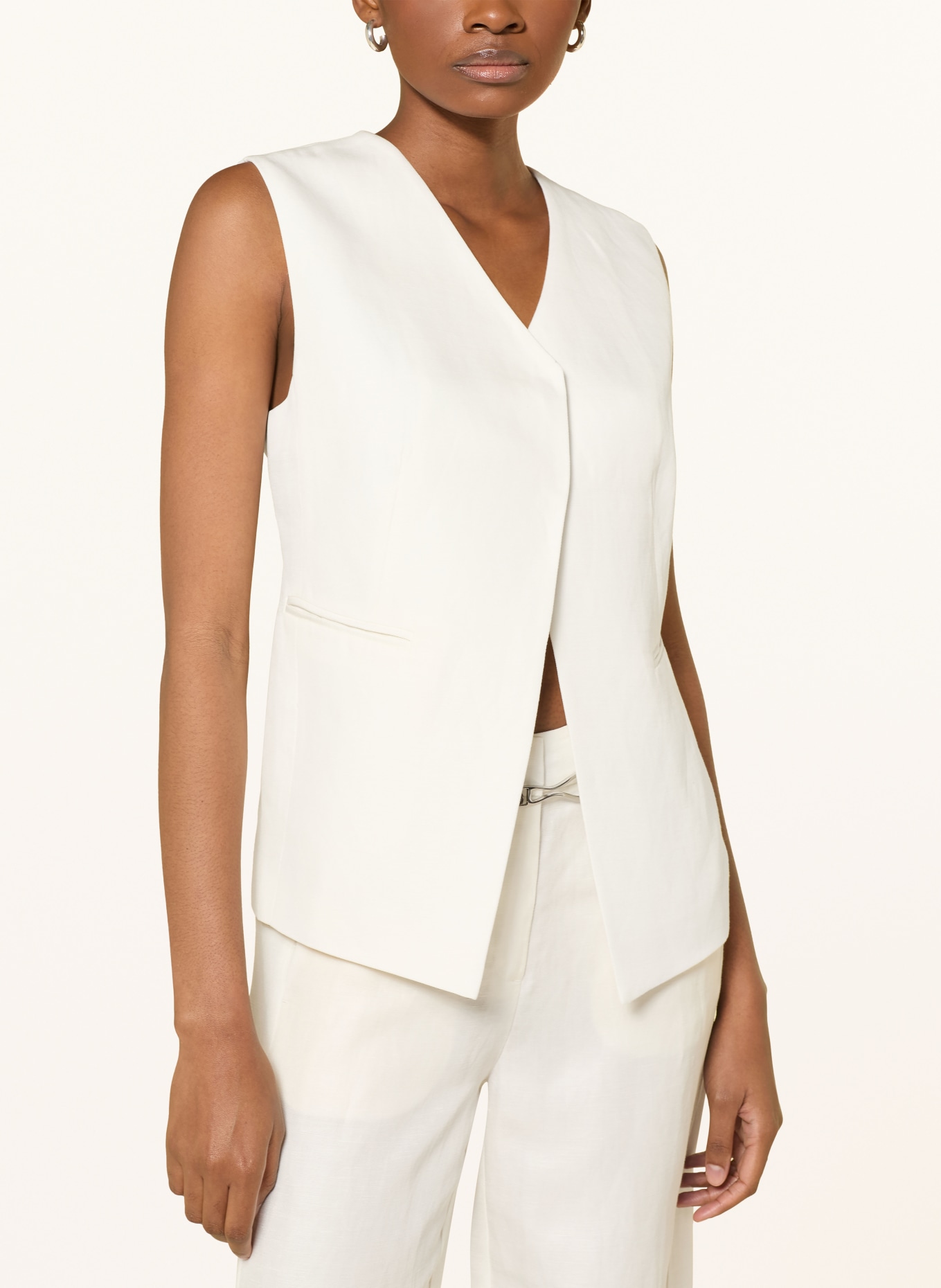 comma Blazerweste mit Leinen: WEISS