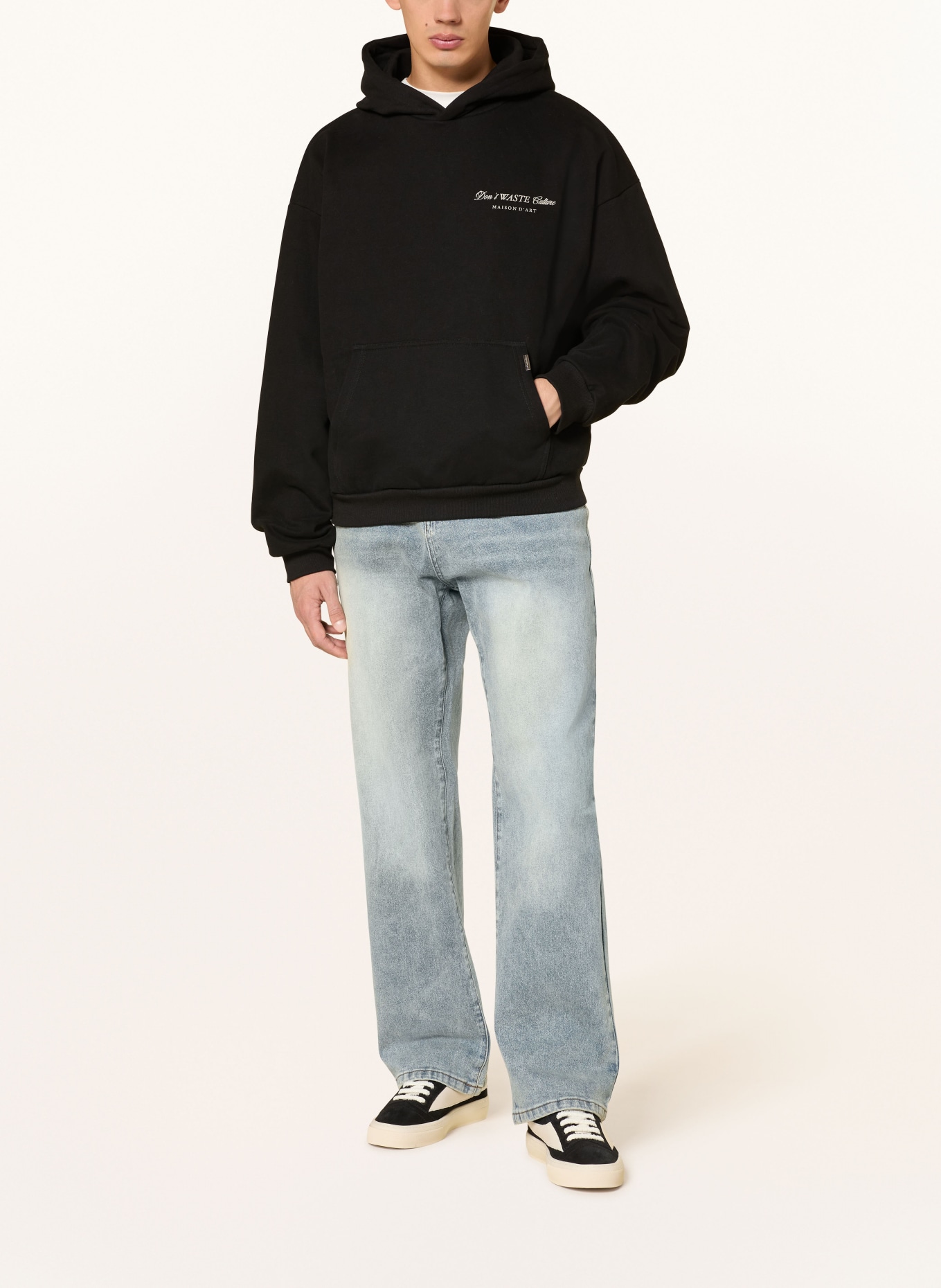 don't waste culture Hoodie INA ORNAMENT: BLACK