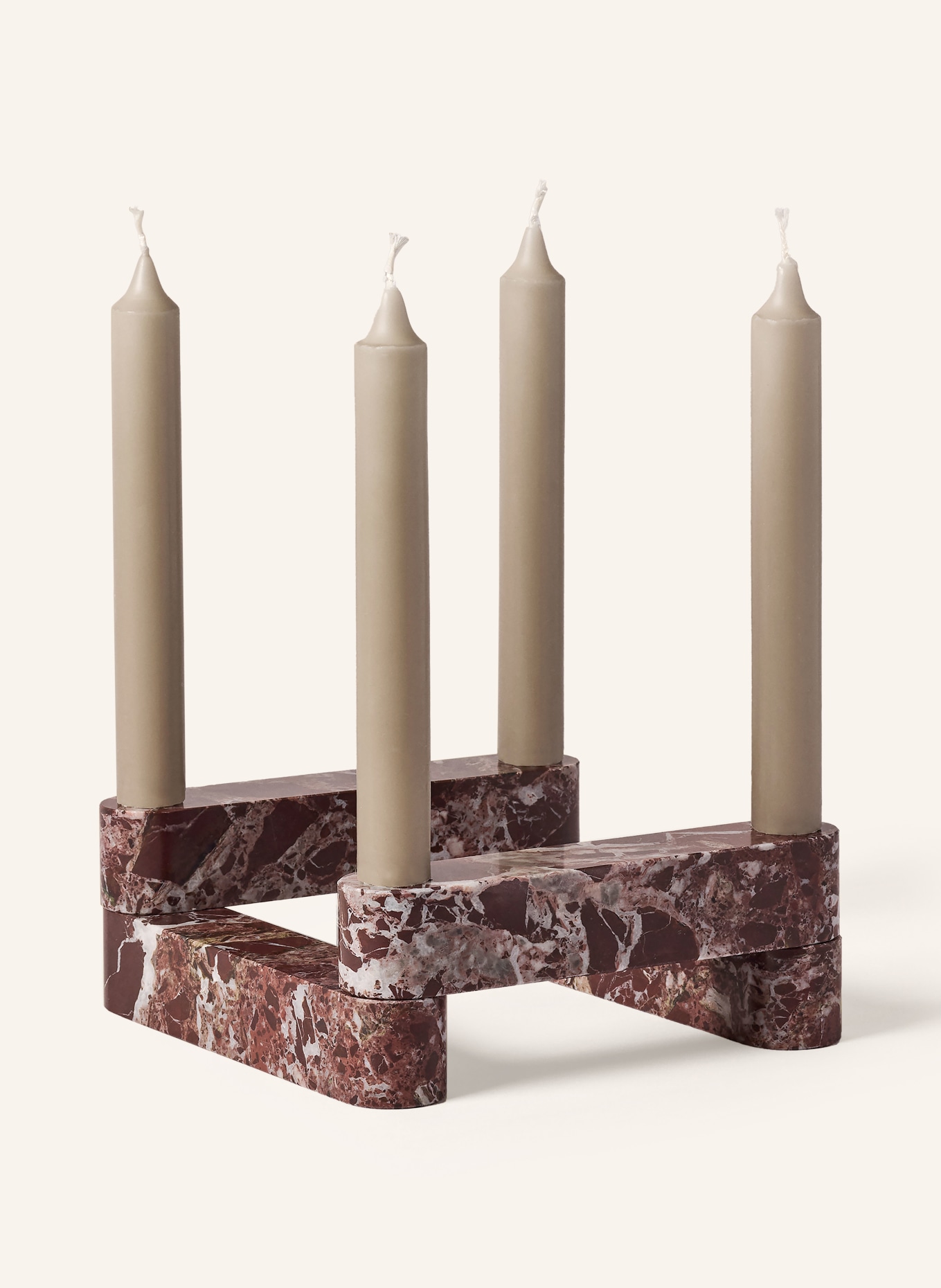 Ferm LIVING Kerzenhalter NEWEL: DUNKELROT / ROSÉ / WEISS
