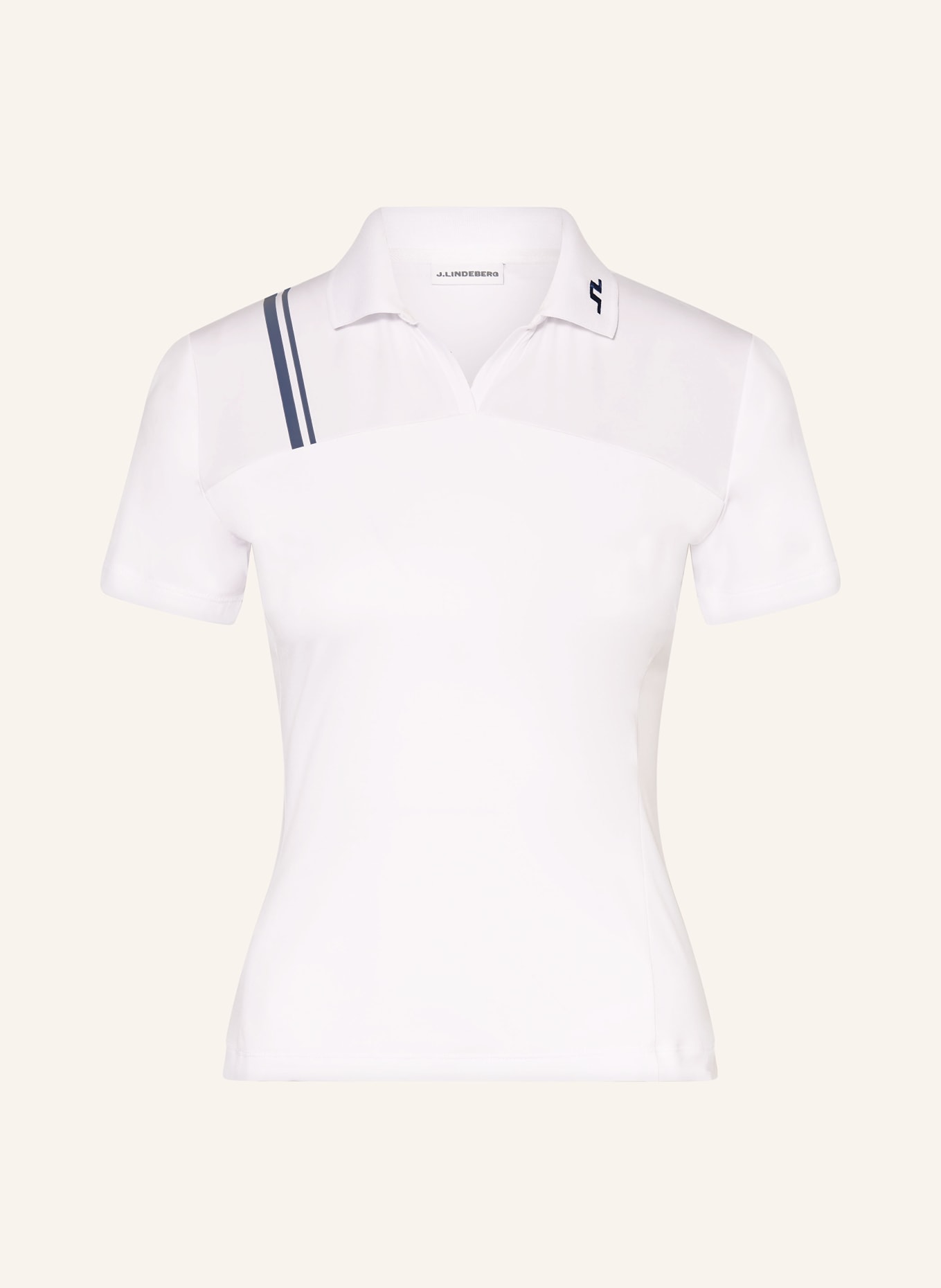 J.LINDEBERG Funktions-Poloshirt: WEISS / DUNKELBLAU