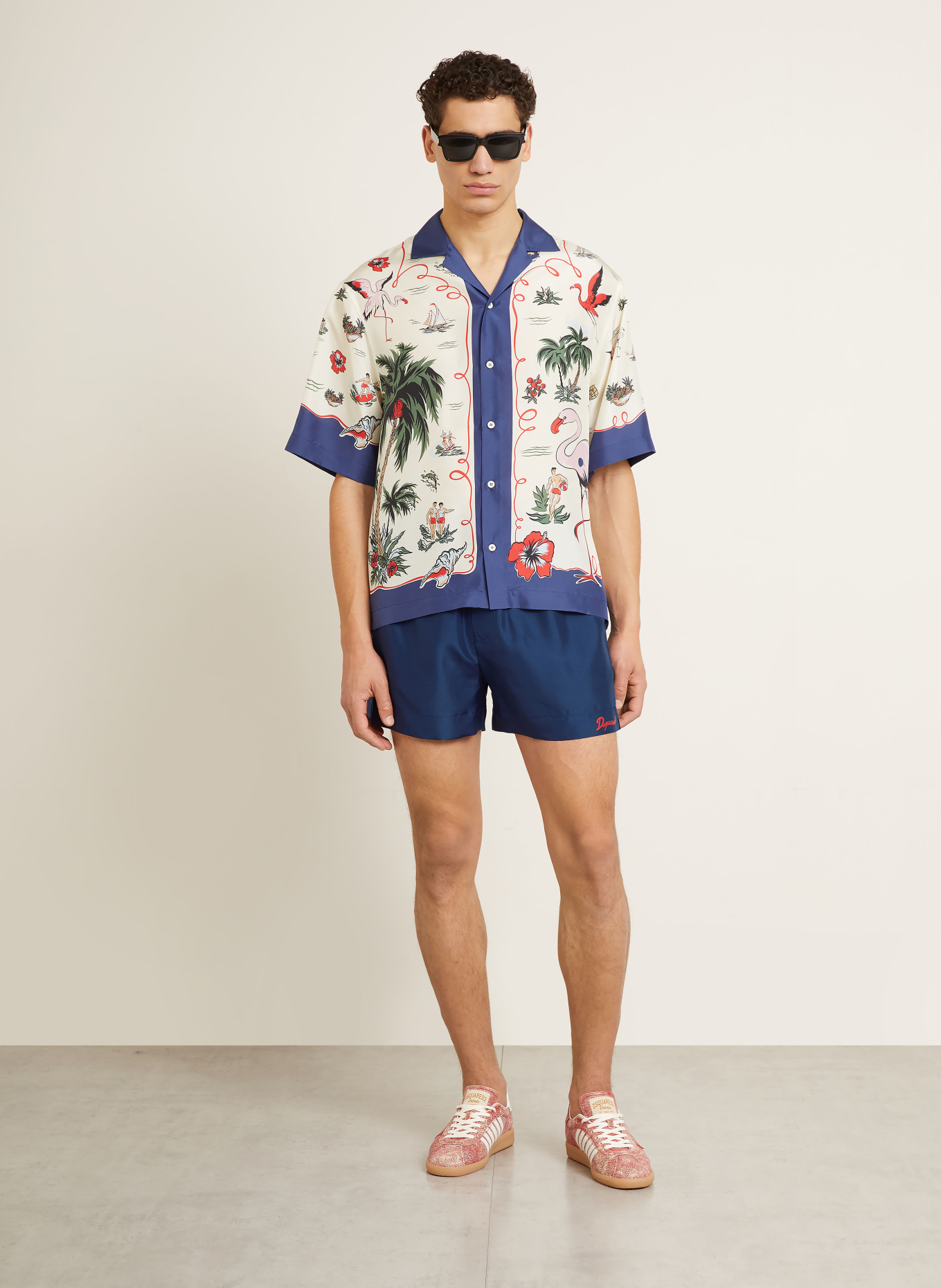 DSQUARED2 zijden shorts: DONKERBLAUW