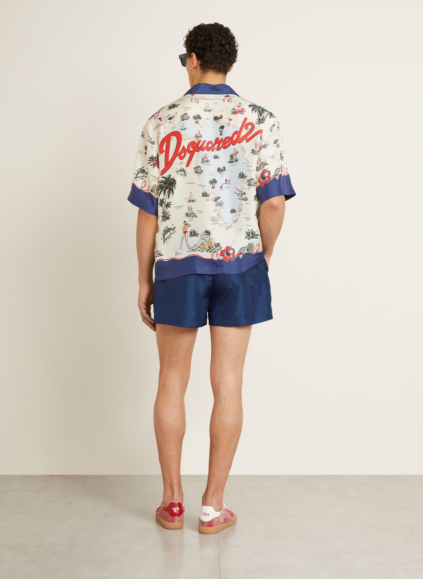 DSQUARED2 zijden shorts: DONKERBLAUW