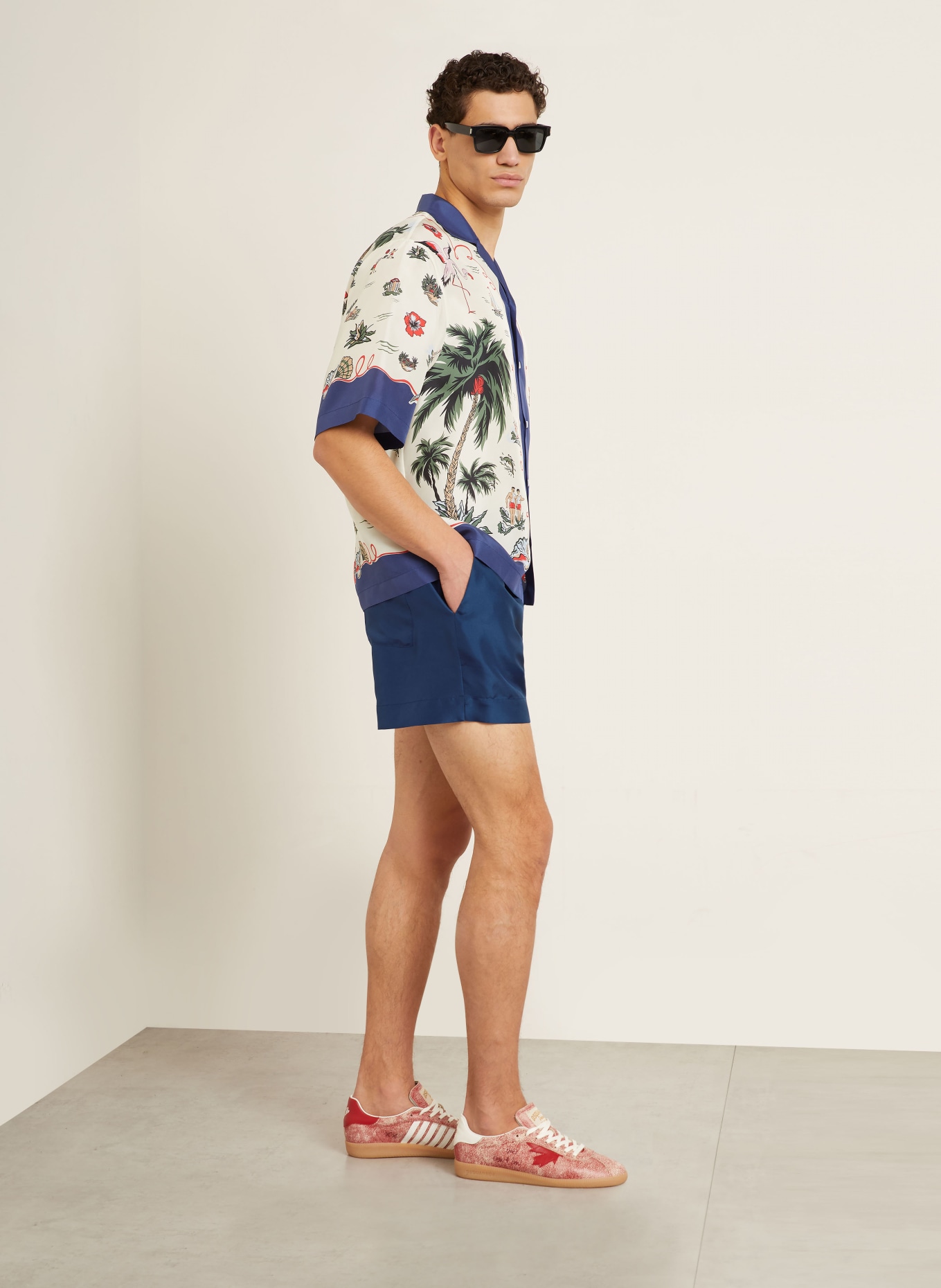 DSQUARED2 zijden shorts: DONKERBLAUW