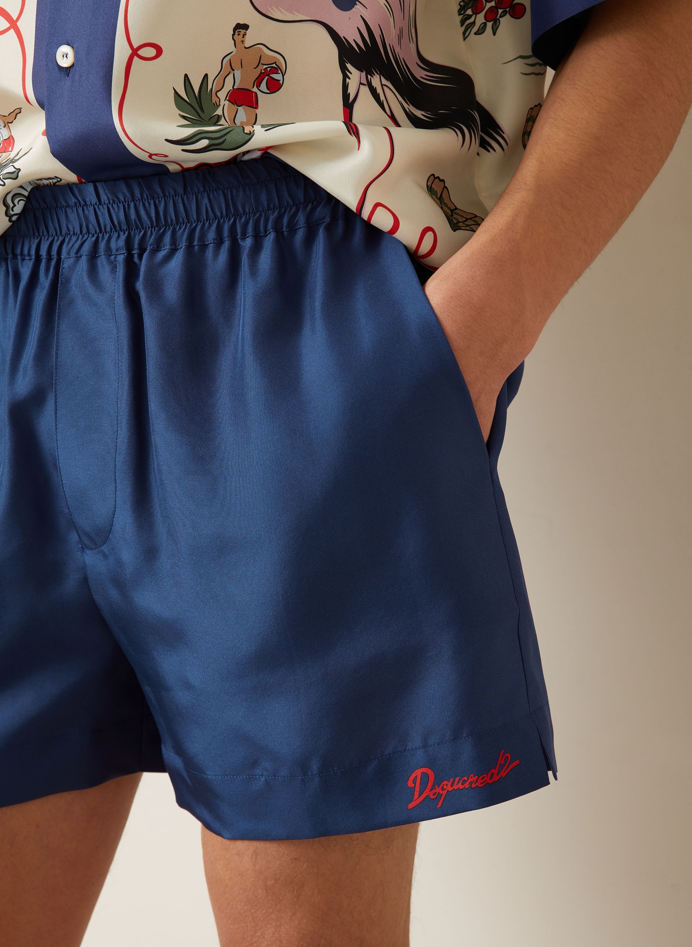 DSQUARED2 zijden shorts: DONKERBLAUW