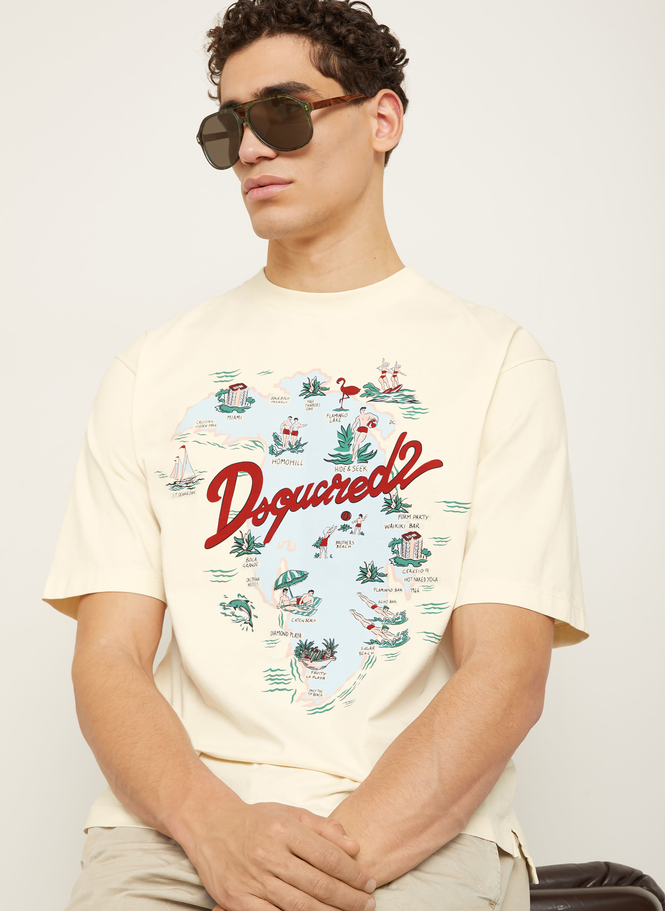 DSQUARED2 tričko: BÍLÁ / ŠEDÁ / ČERVENÁ