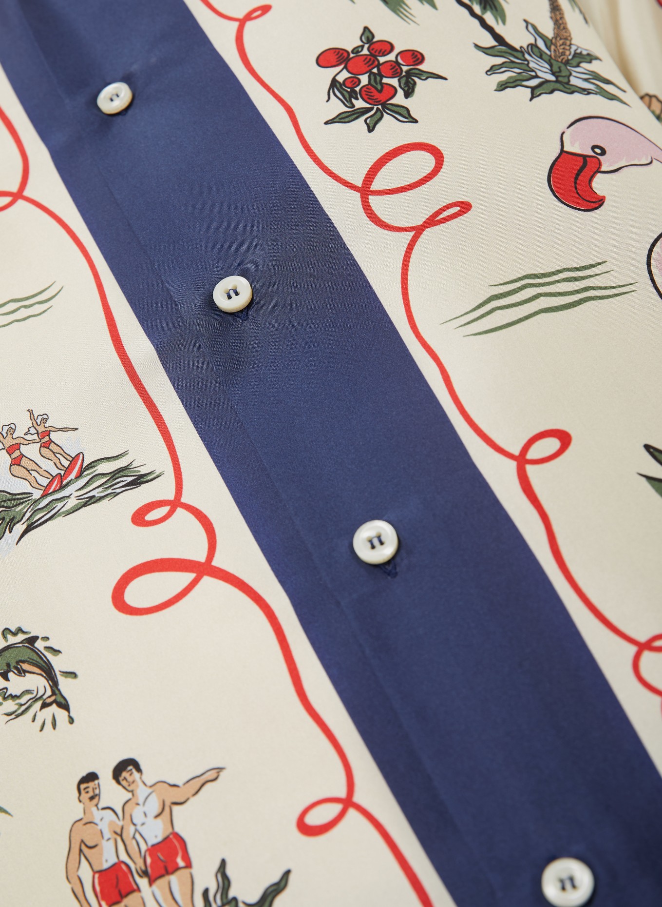 DSQUARED2 Chemise à manches courtes en soie: CRÈME / GROEN / BLEU FONCÉ