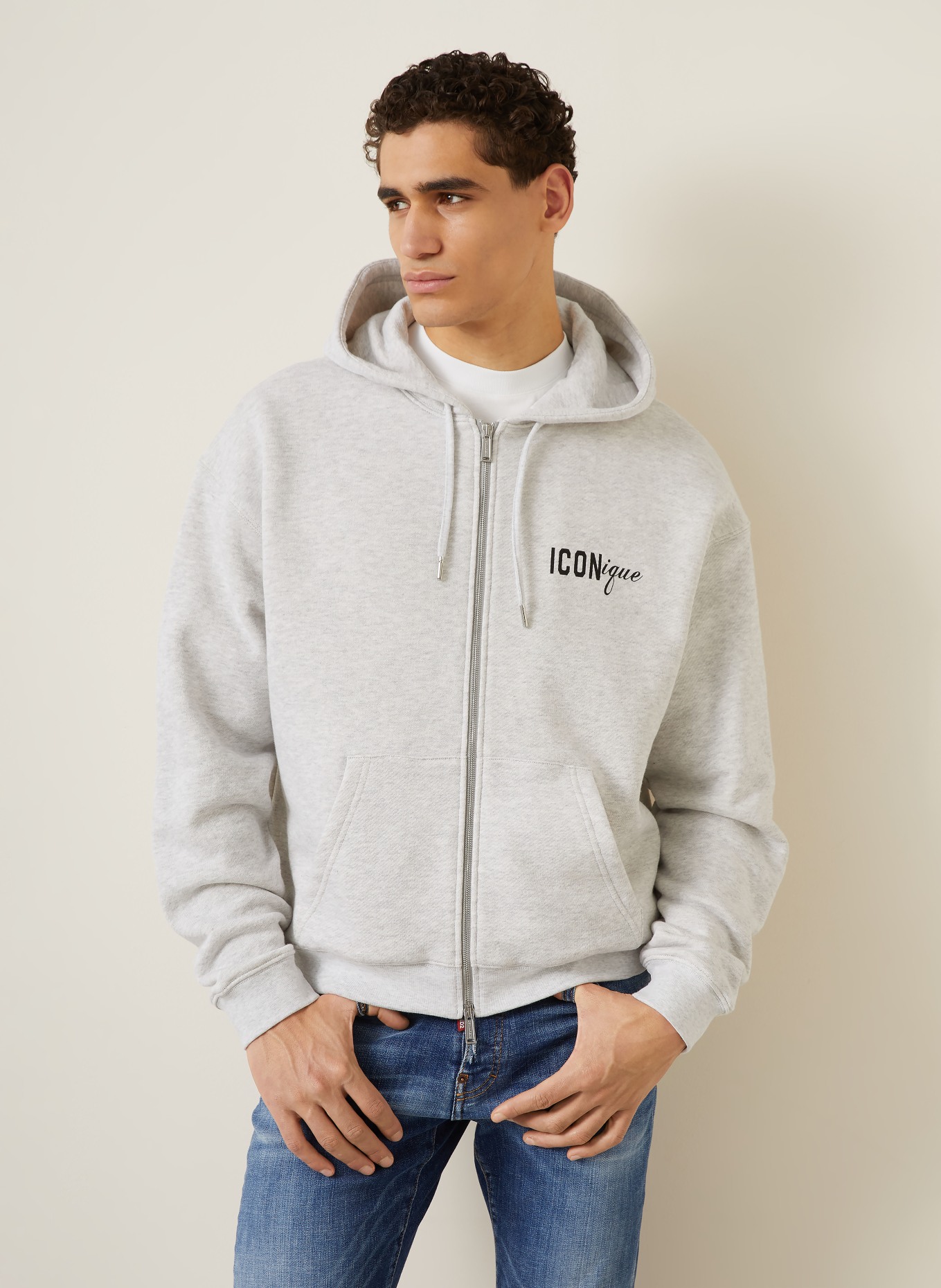 DSQUARED2 Sweatjacke: HELLGRAU / KHAKI / DUNKELBLAU