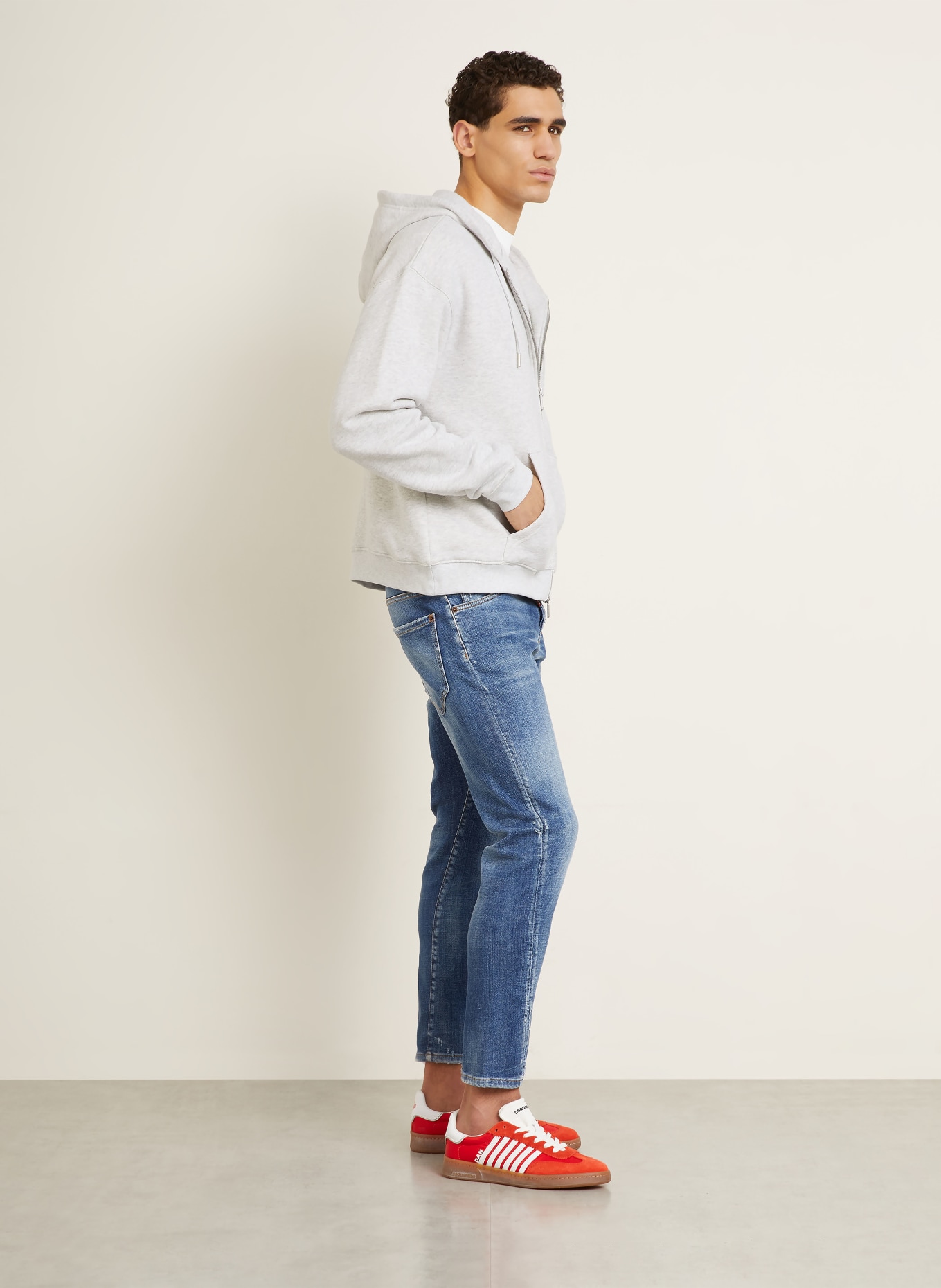 DSQUARED2 Sweatjacke: HELLGRAU / KHAKI / DUNKELBLAU