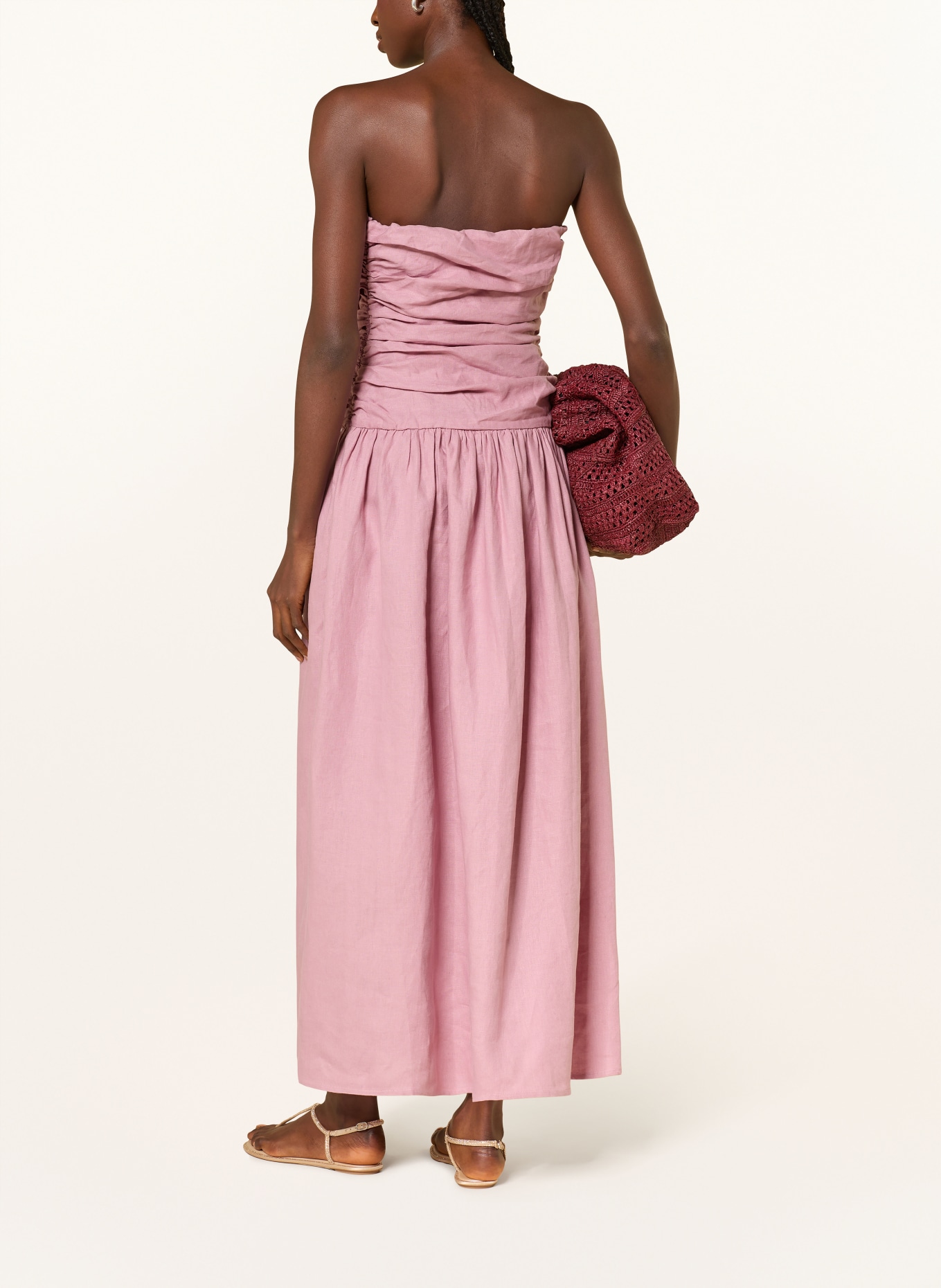 FAITHFULL THE BRAND Off-Shoulder-Kleid SACHA aus Leinen: ROSA