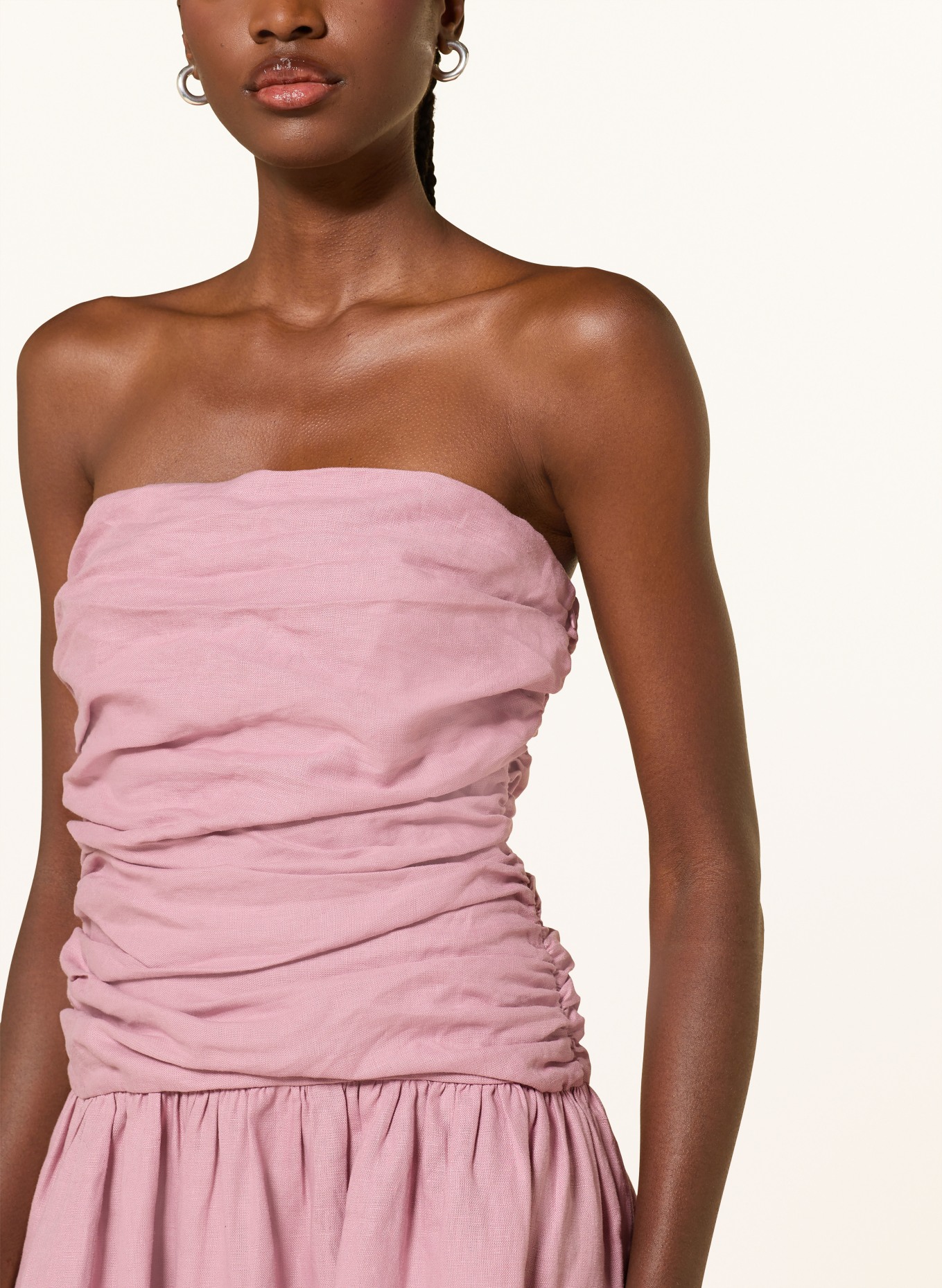 FAITHFULL THE BRAND Off-Shoulder-Kleid SACHA aus Leinen: ROSA