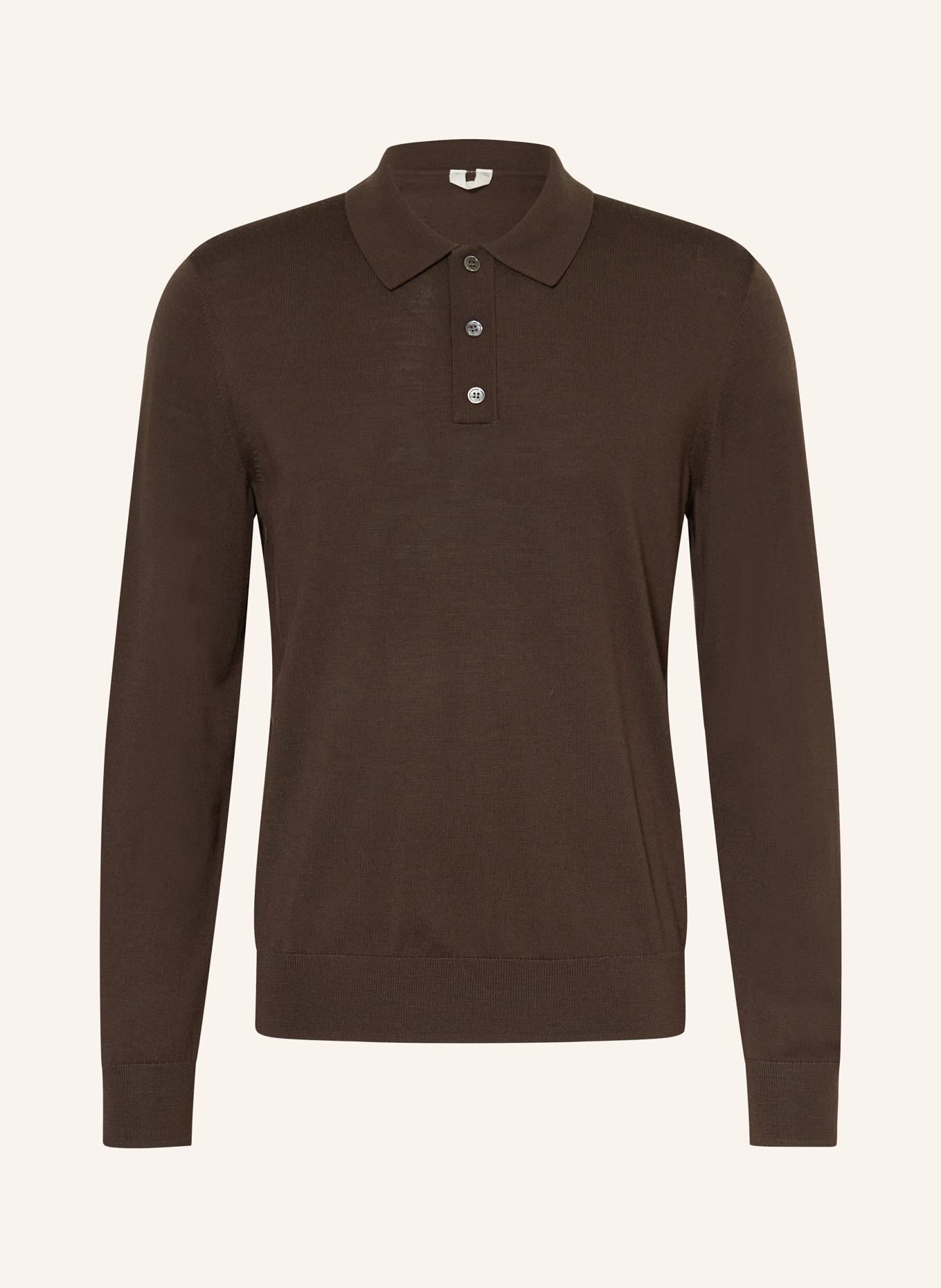 ARKET Strick-Poloshirt aus Merinowolle: DUNKELBRAUN