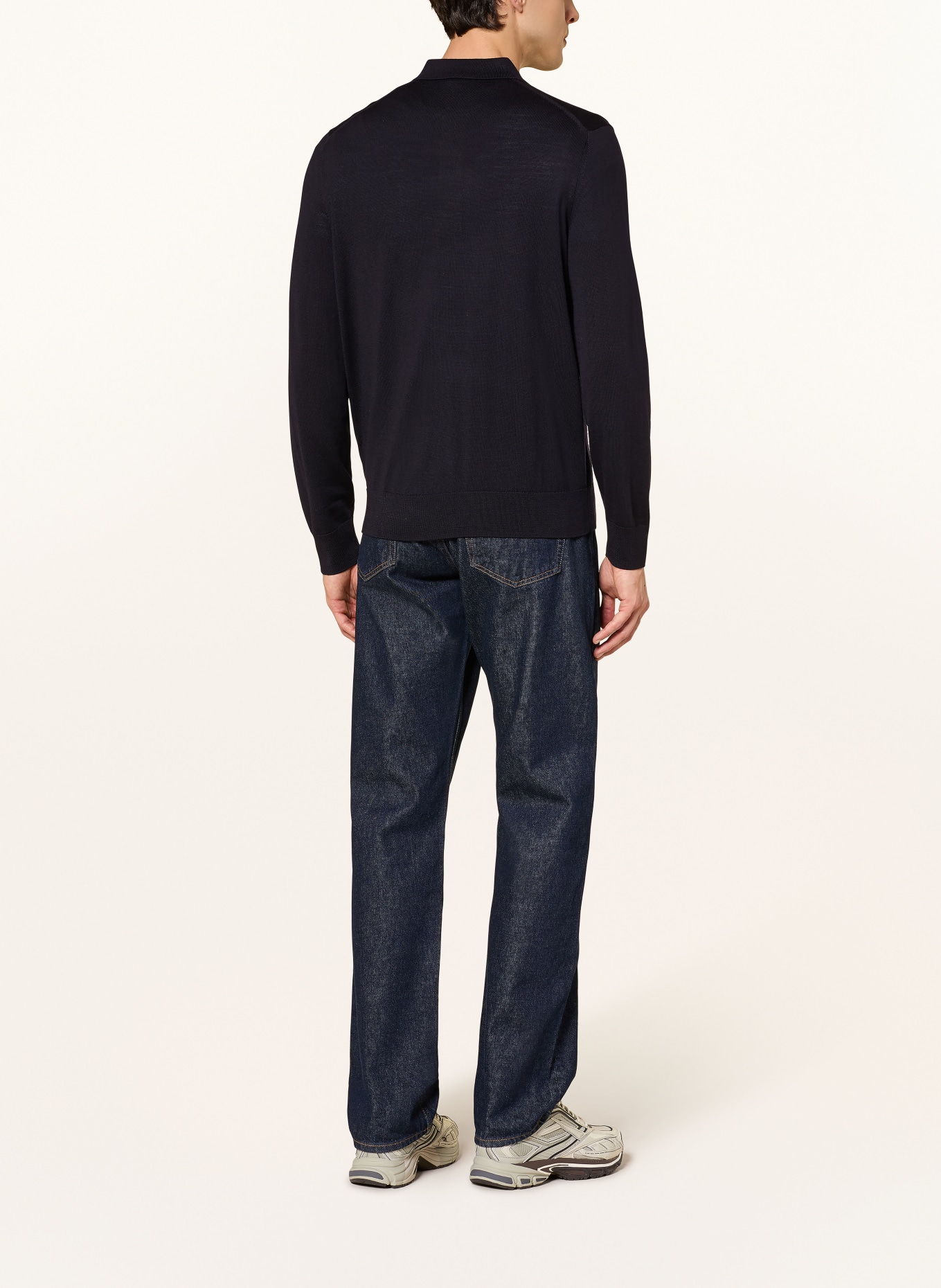 ARKET Strick-Poloshirt aus Merinowolle: DUNKELBLAU