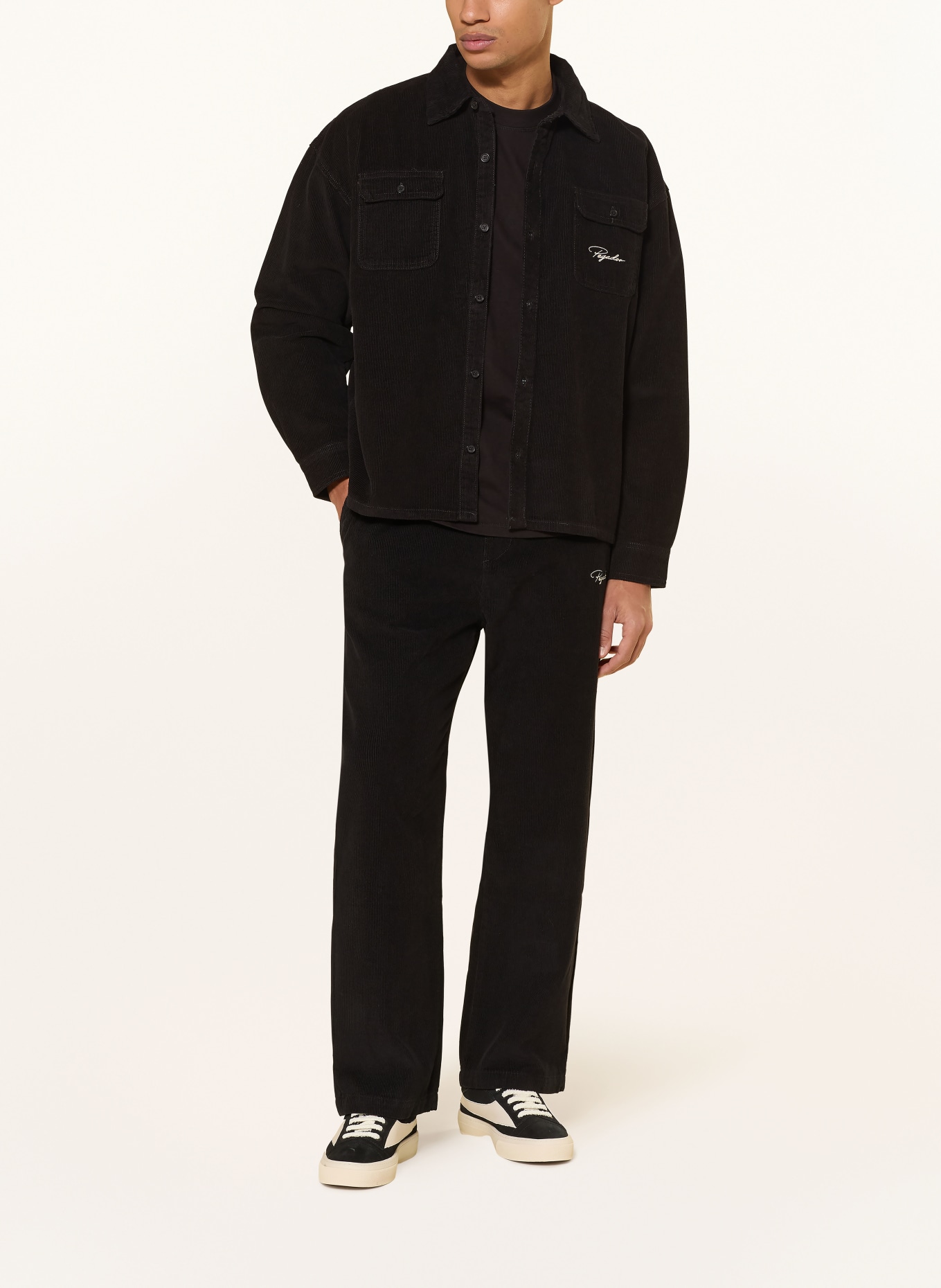 PEGADOR Oversized-Overshirt BILASPUR Comfort Fit z sztruksu: CZARNY
