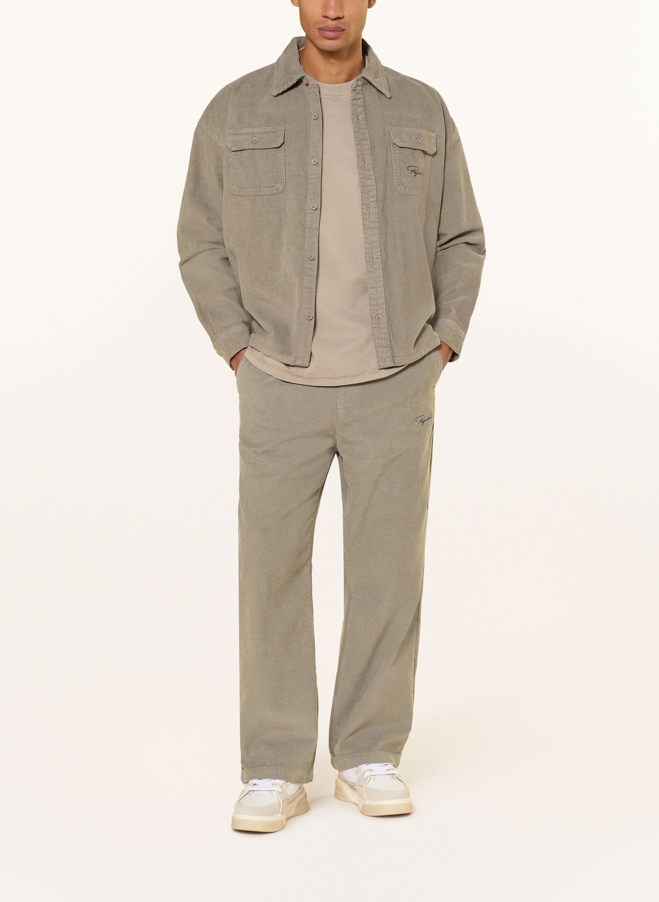 PEGADOR Oversized-Overshirt BILASPUR Comfort Fit z sztruksu: SZARY