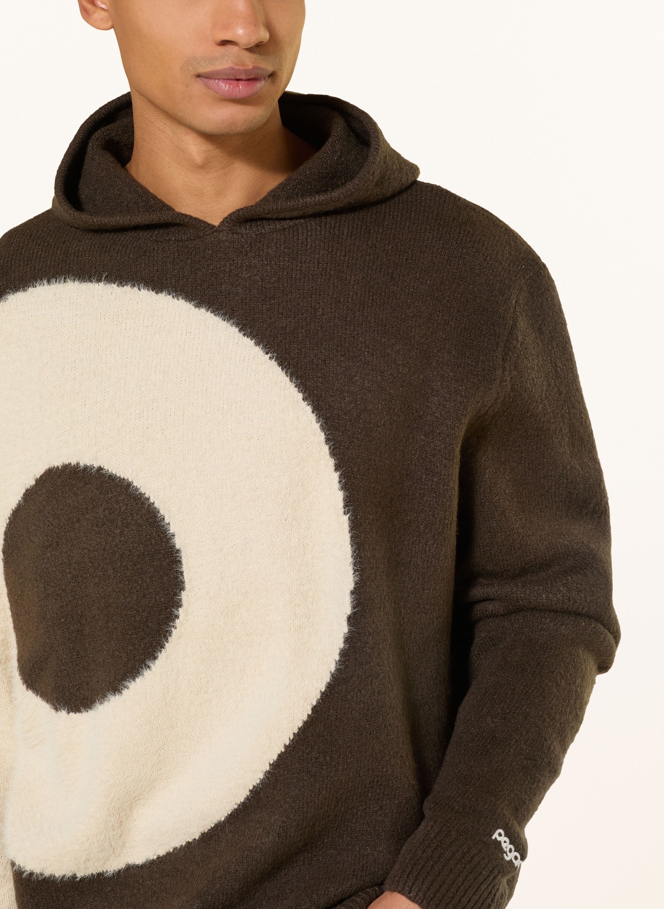 PEGADOR Bluza z kapturem z dzianiny KARWAR: CIEMNOBRĄZOWY / KREMOWY