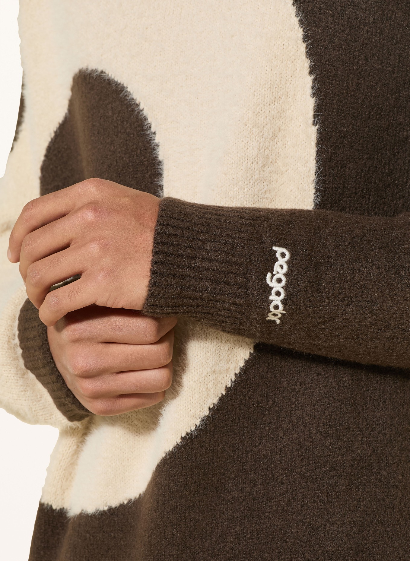 PEGADOR Bluza z kapturem z dzianiny KARWAR: CIEMNOBRĄZOWY / KREMOWY