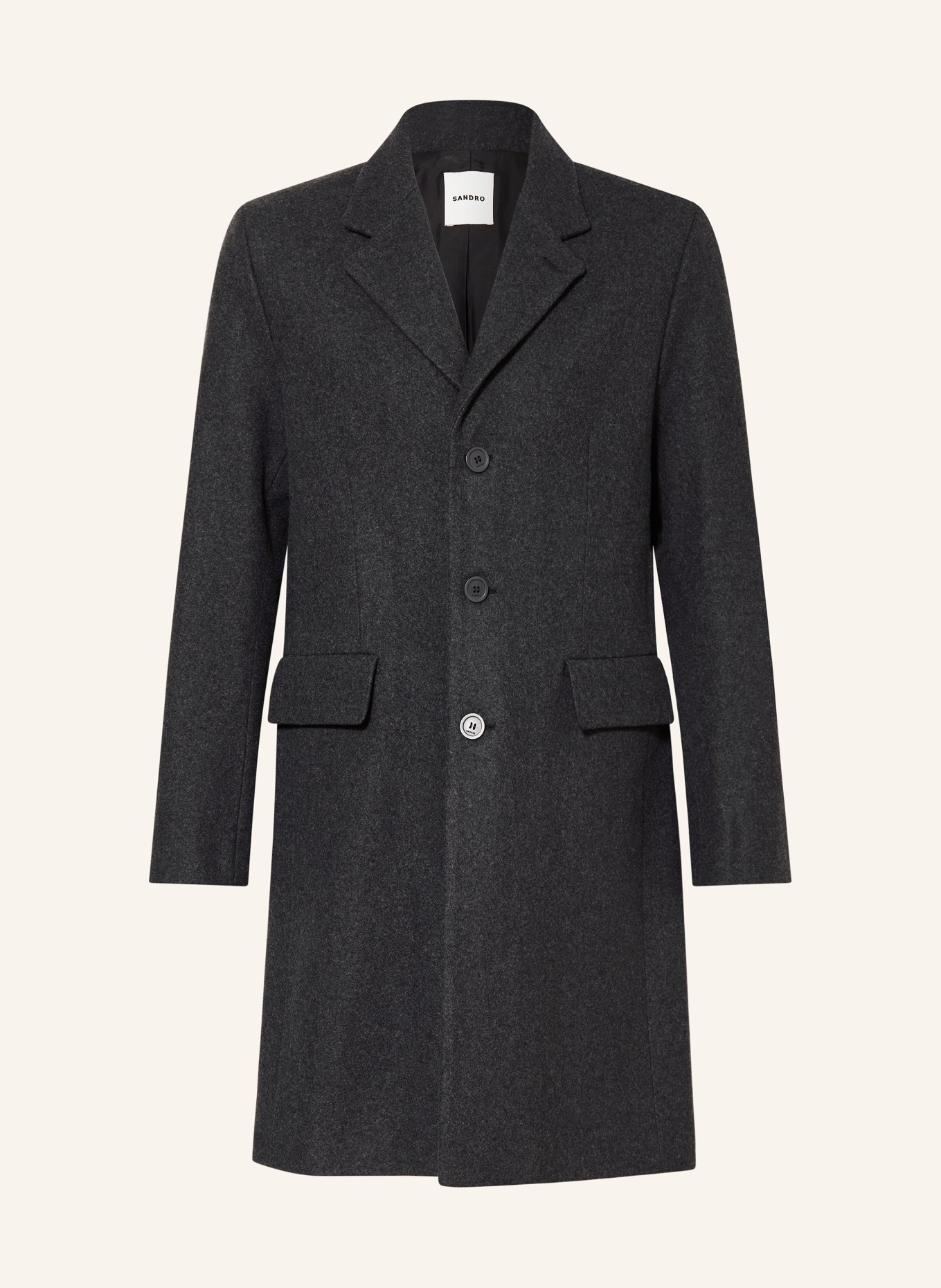 SANDRO Wollmantel: DUNKELGRAU