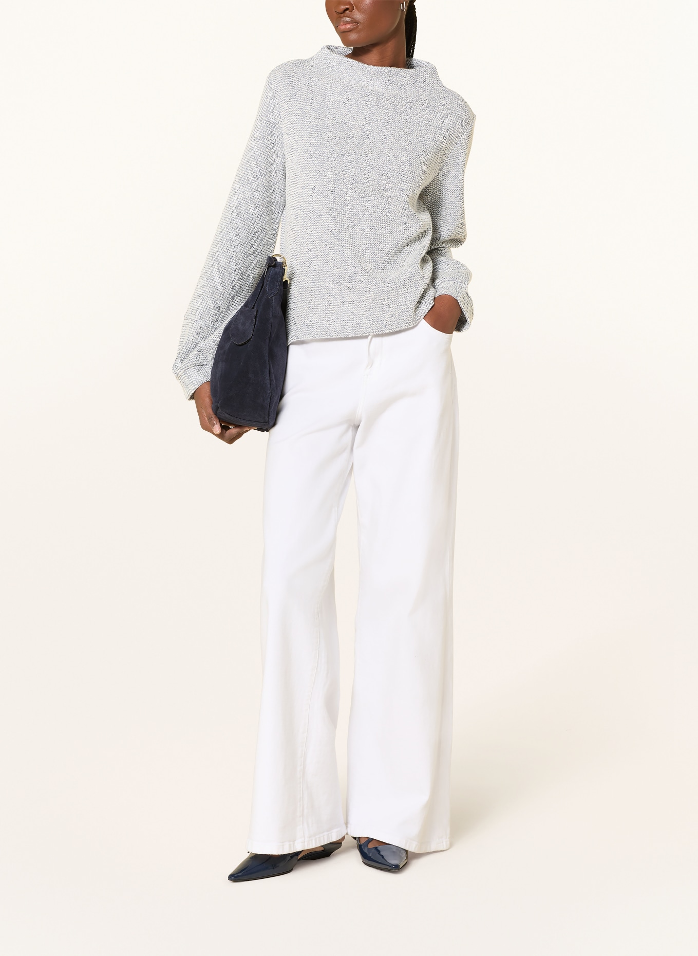 OPUS Sweter GLIMSA z odpinanym kołnierzem: JASNONIEBIESKI