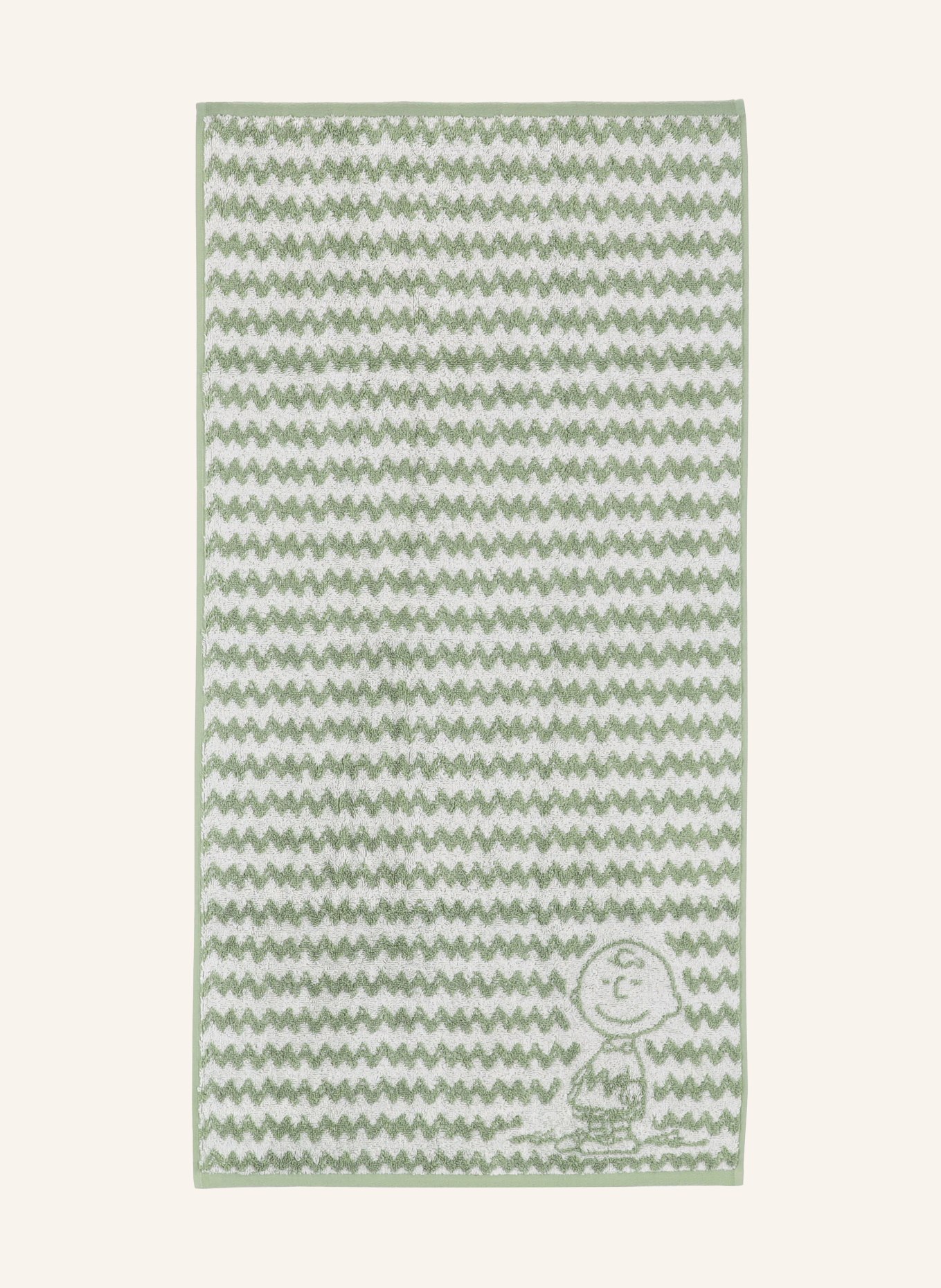 VOSSEN Handtuch CHARLIE BROWN: HELLGRÜN / WEISS
