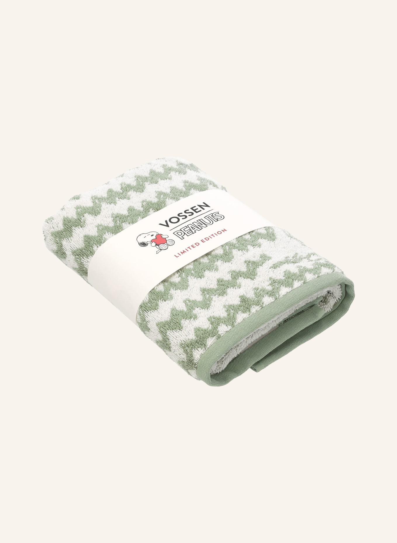 VOSSEN Handtuch CHARLIE BROWN: HELLGRÜN / WEISS