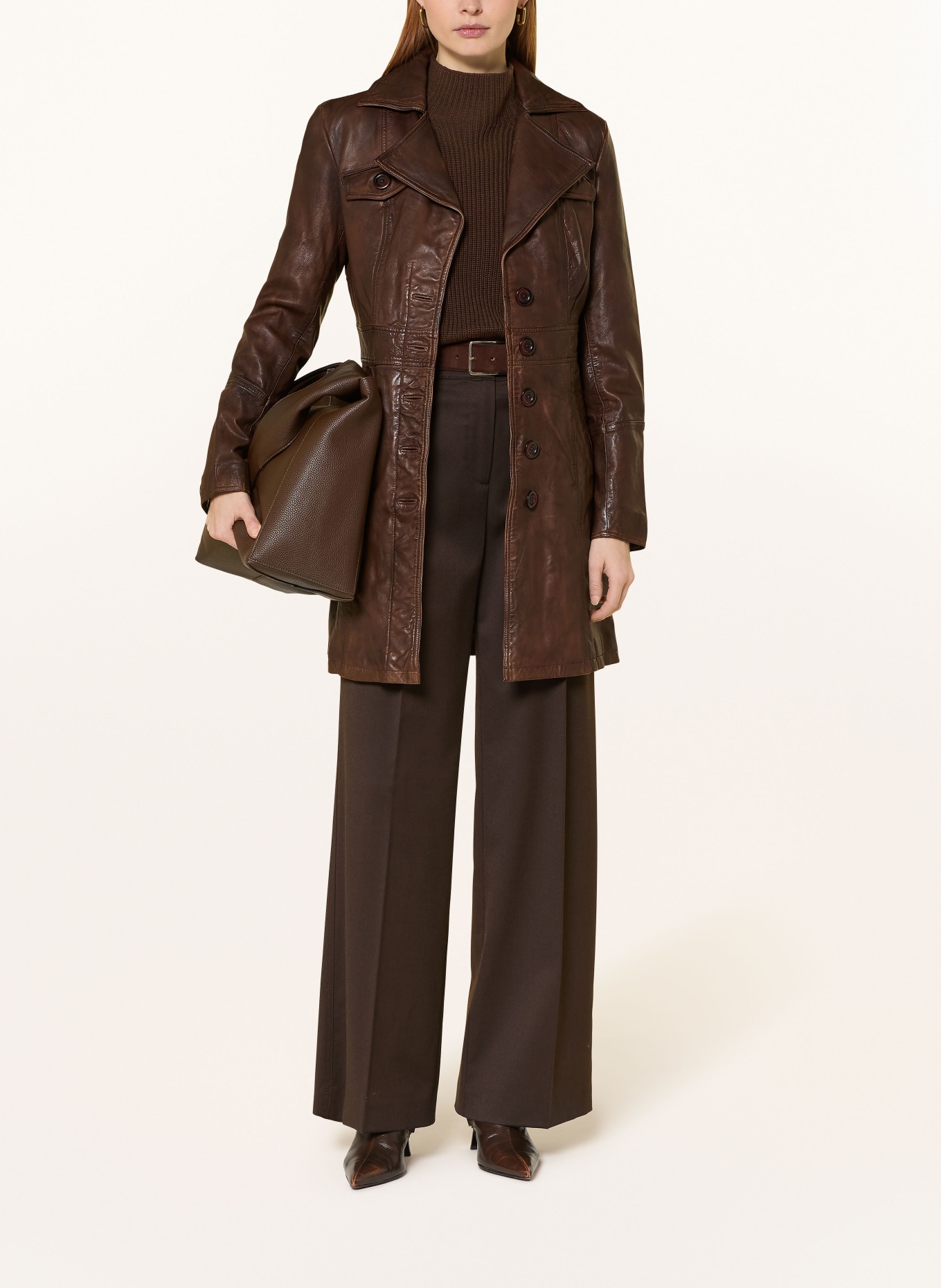 RICANO Ledermantel: DUNKELBRAUN