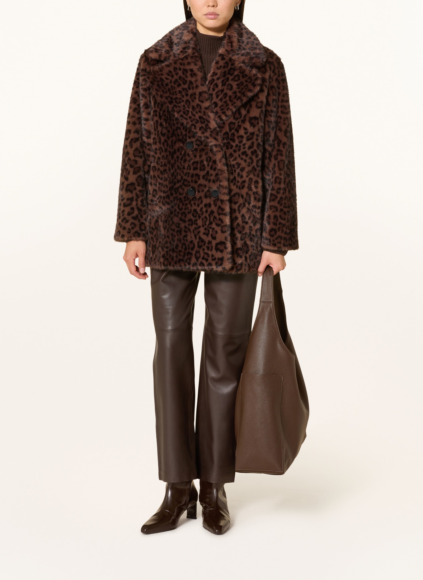 Joseph Ribkoff Kunstfell-Jacke: DUNKELBRAUN / SCHWARZ