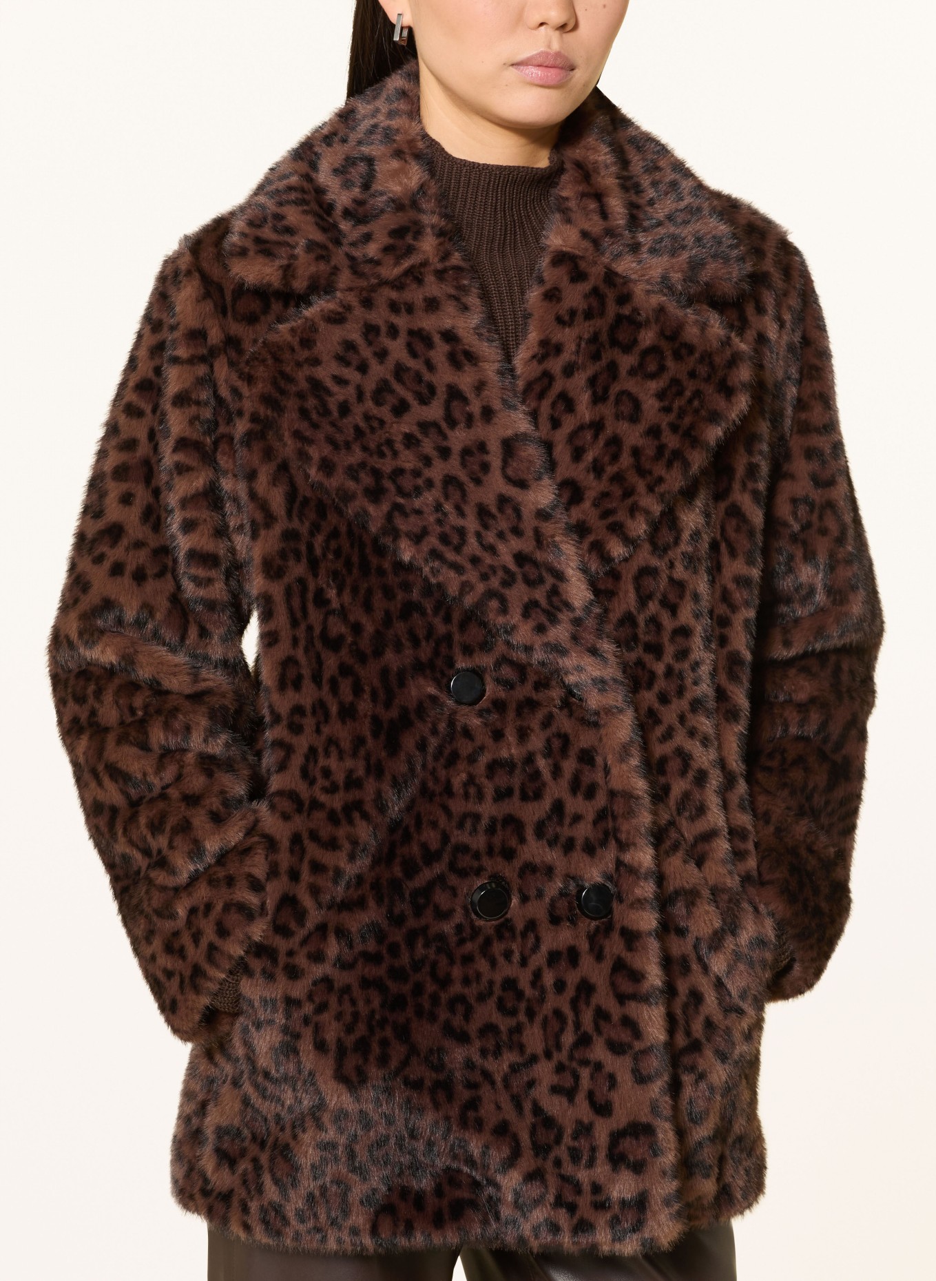 Joseph Ribkoff Kunstfell-Jacke: DUNKELBRAUN / SCHWARZ