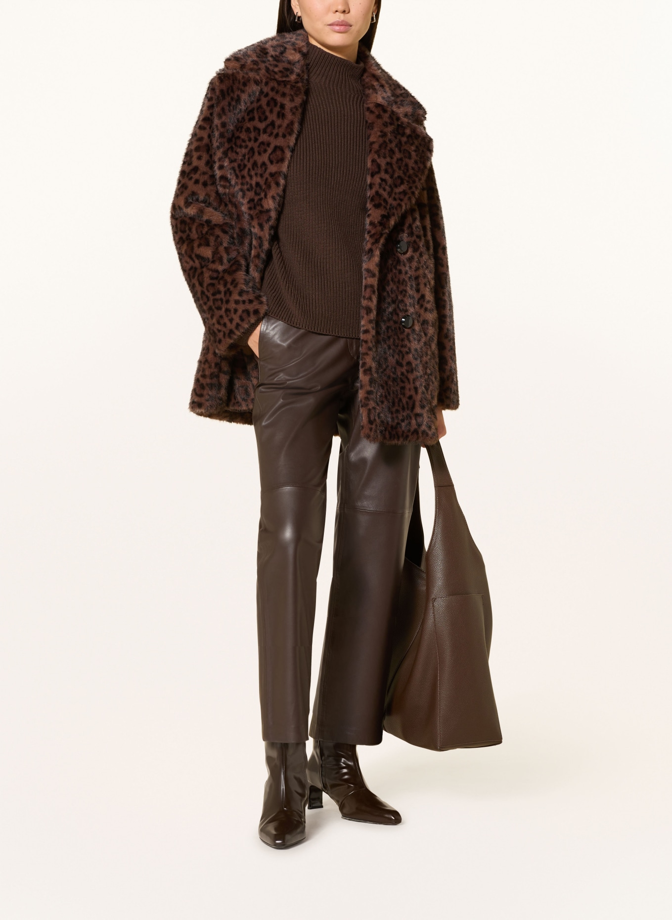 Joseph Ribkoff Kunstfell-Jacke: DUNKELBRAUN / SCHWARZ