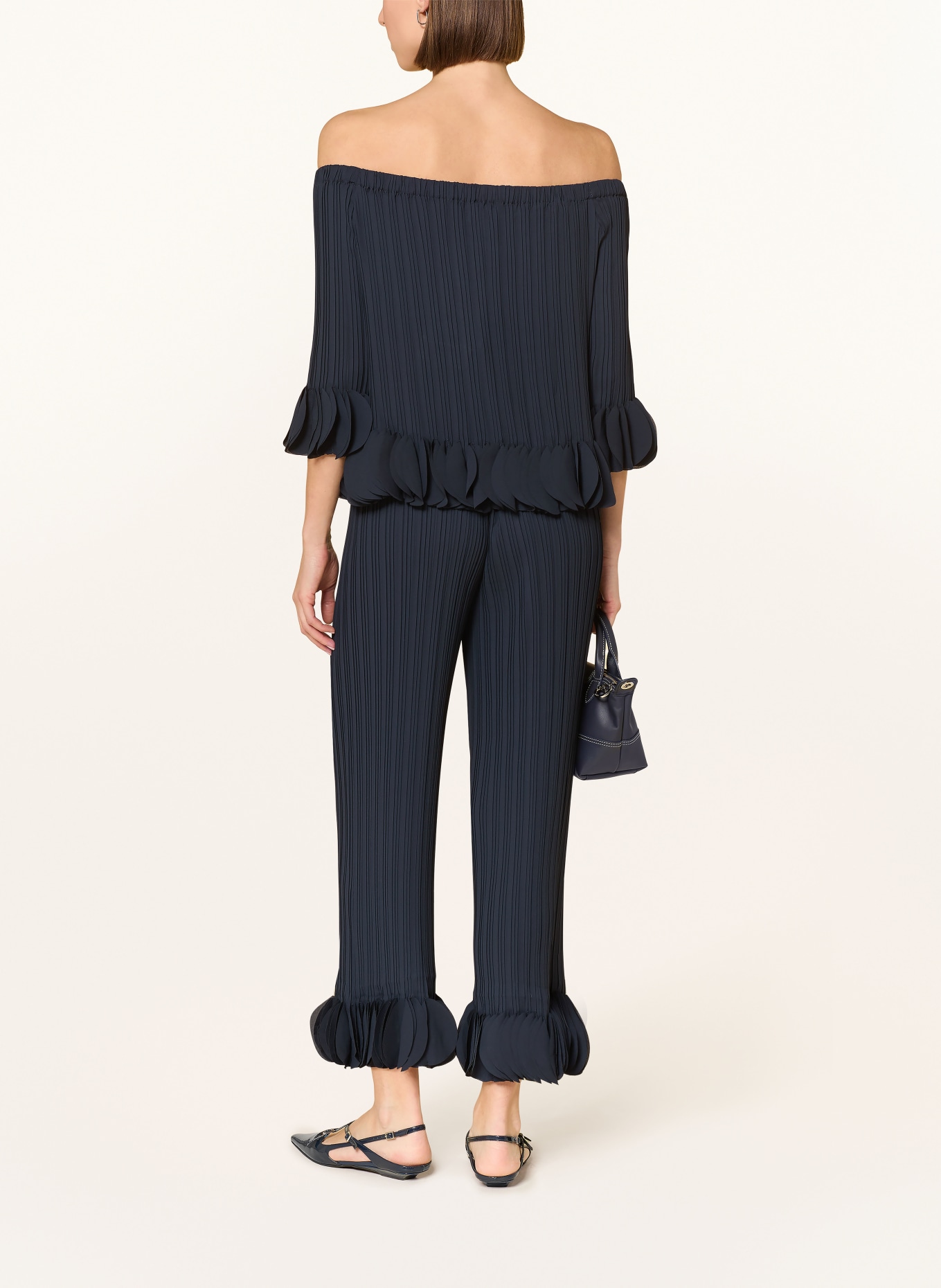 Joseph Ribkoff Off-the-shoulder blouse with pleats: DARK BLUE