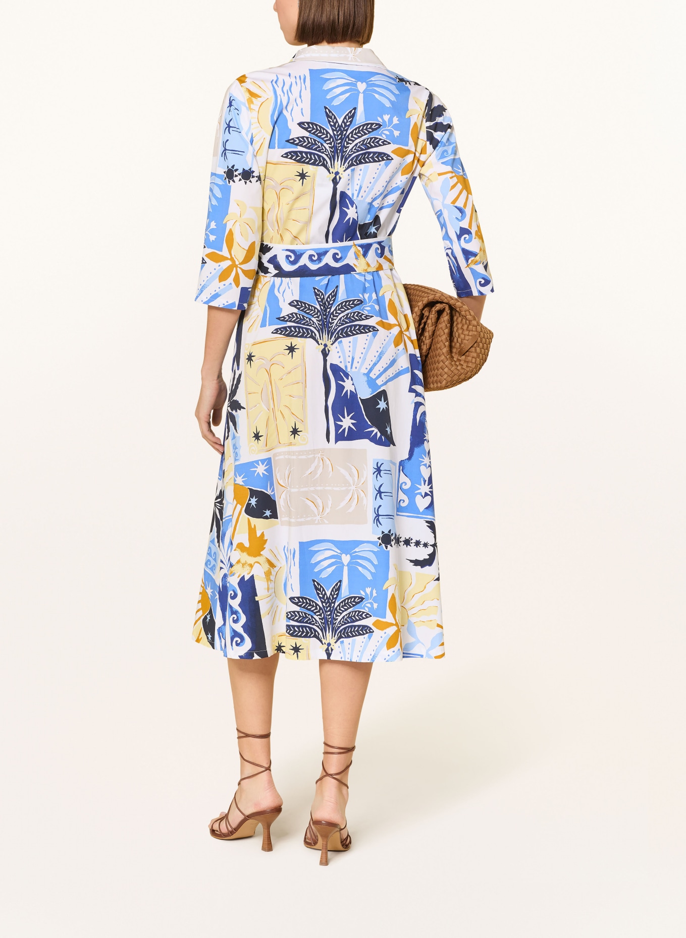 Joseph Ribkoff Wrap dress with 3/4 sleeves: BLUE / YELLOW / WHITE