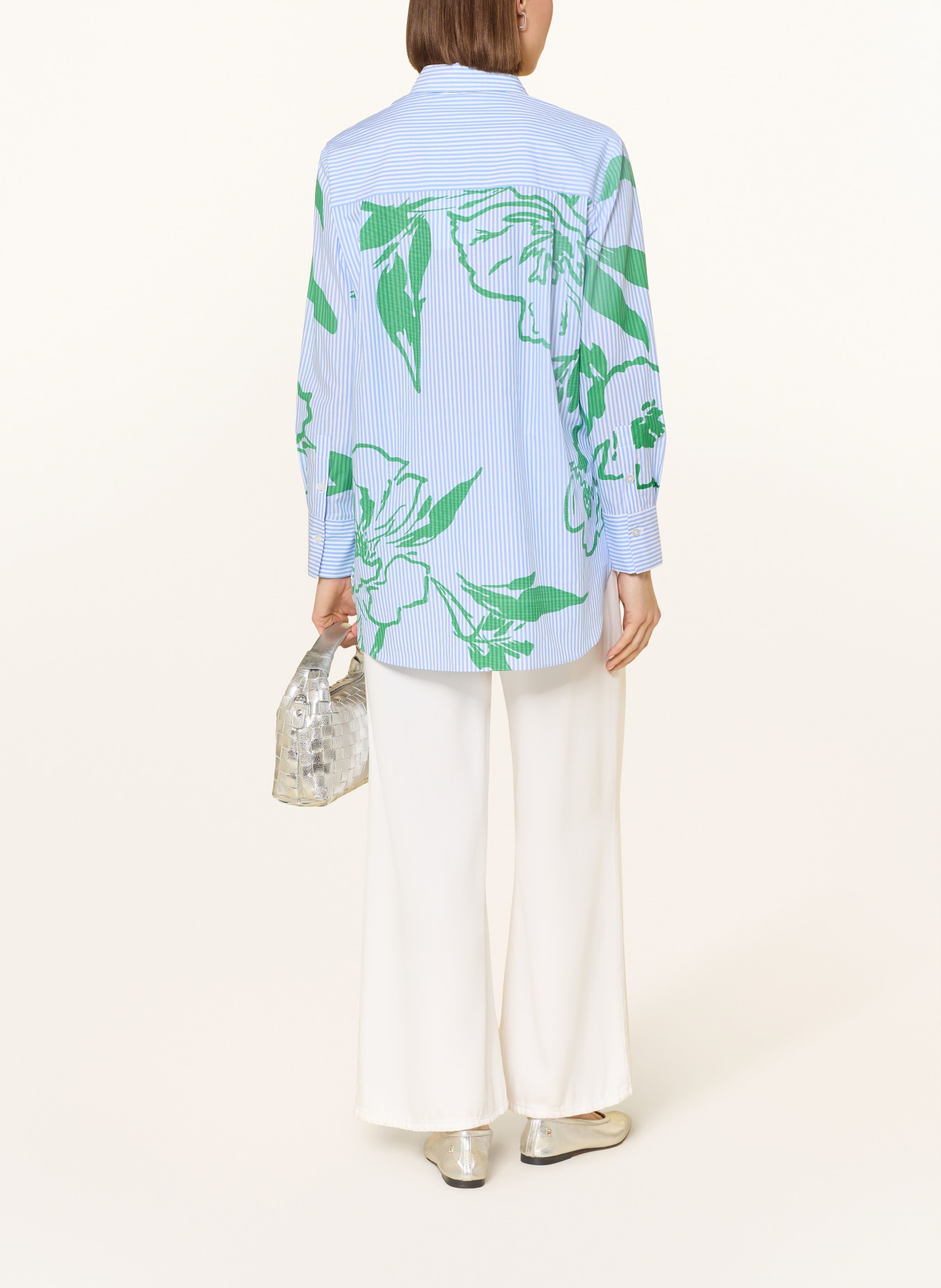 Joseph Ribkoff overhemdblouse: LICHTBLAUW / GROEN / WIT