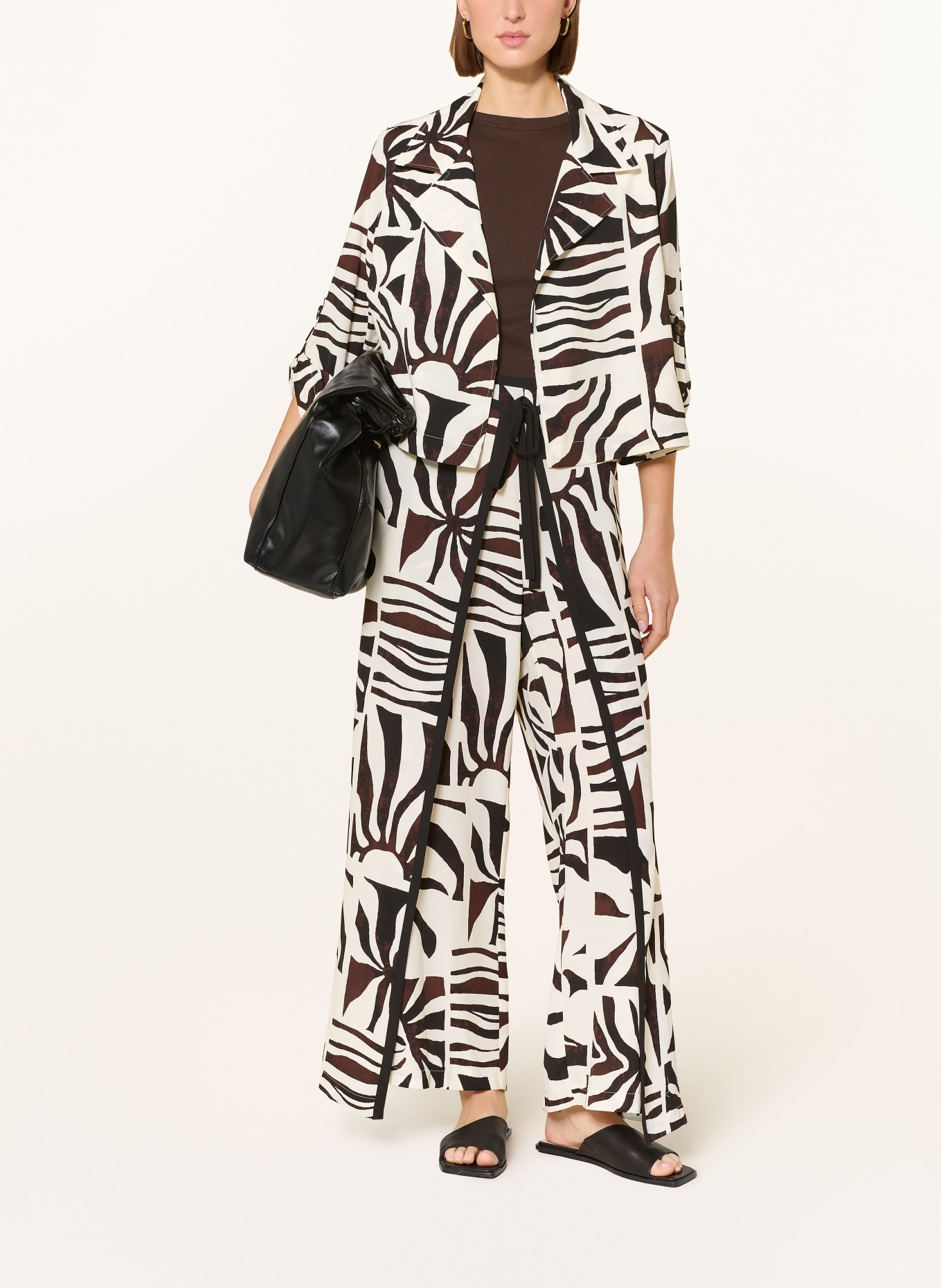 Joseph Ribkoff Marynarka z rękawami 3/4: BIAŁY / CIEMNOBRĄZOWY