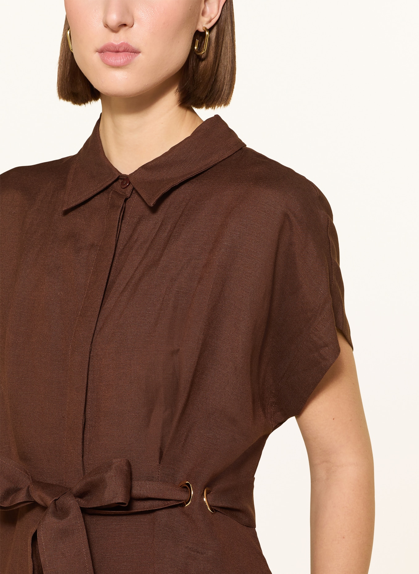 Joseph Ribkoff Overhemdjurk met linnen: MARRON FONCÉ