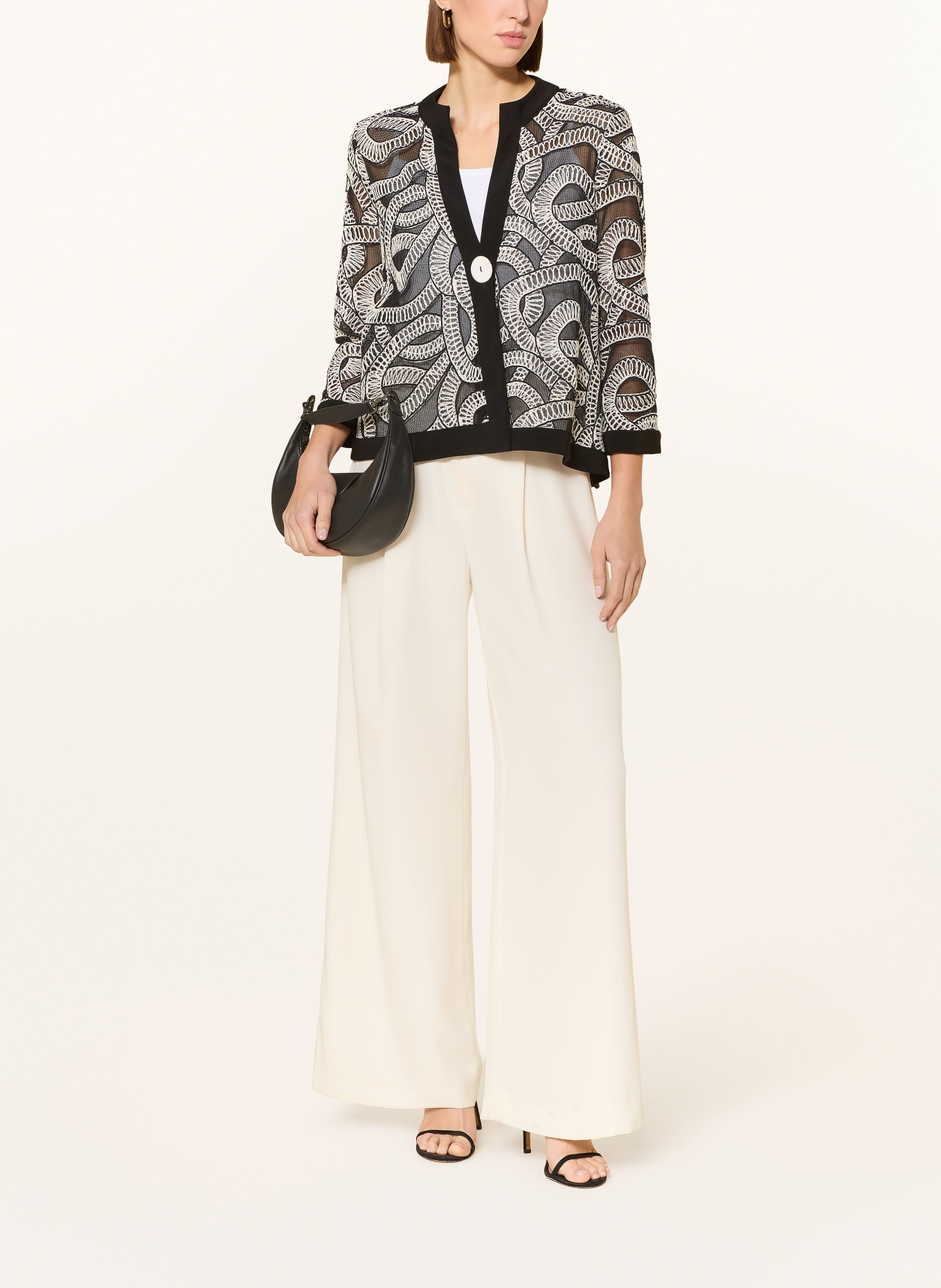 Joseph Ribkoff Jas met 3/4-mouwen: ZWART / WIT