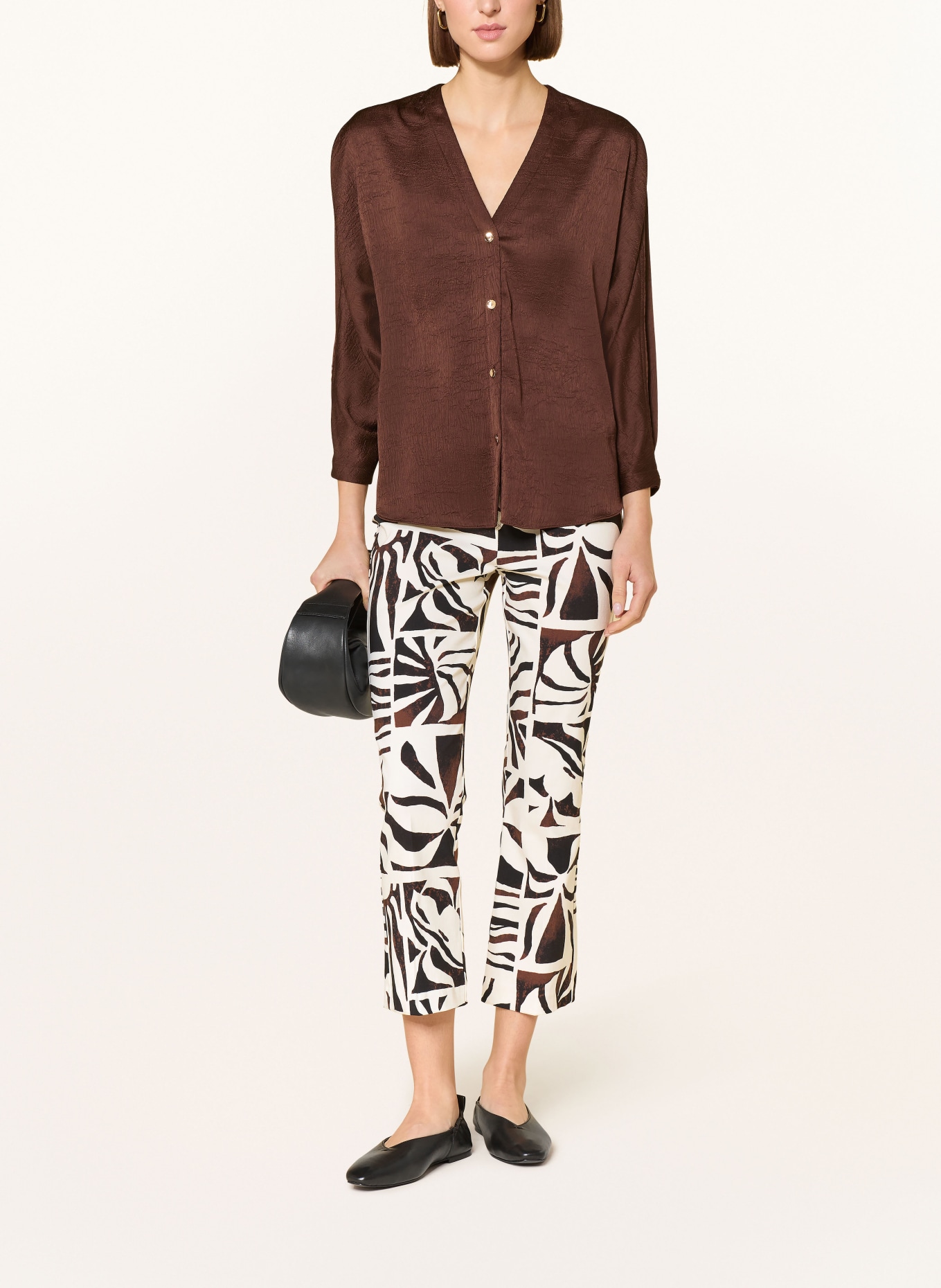 Joseph Ribkoff Spodnie 7/8: BIAŁY / CIEMNOBRĄZOWY