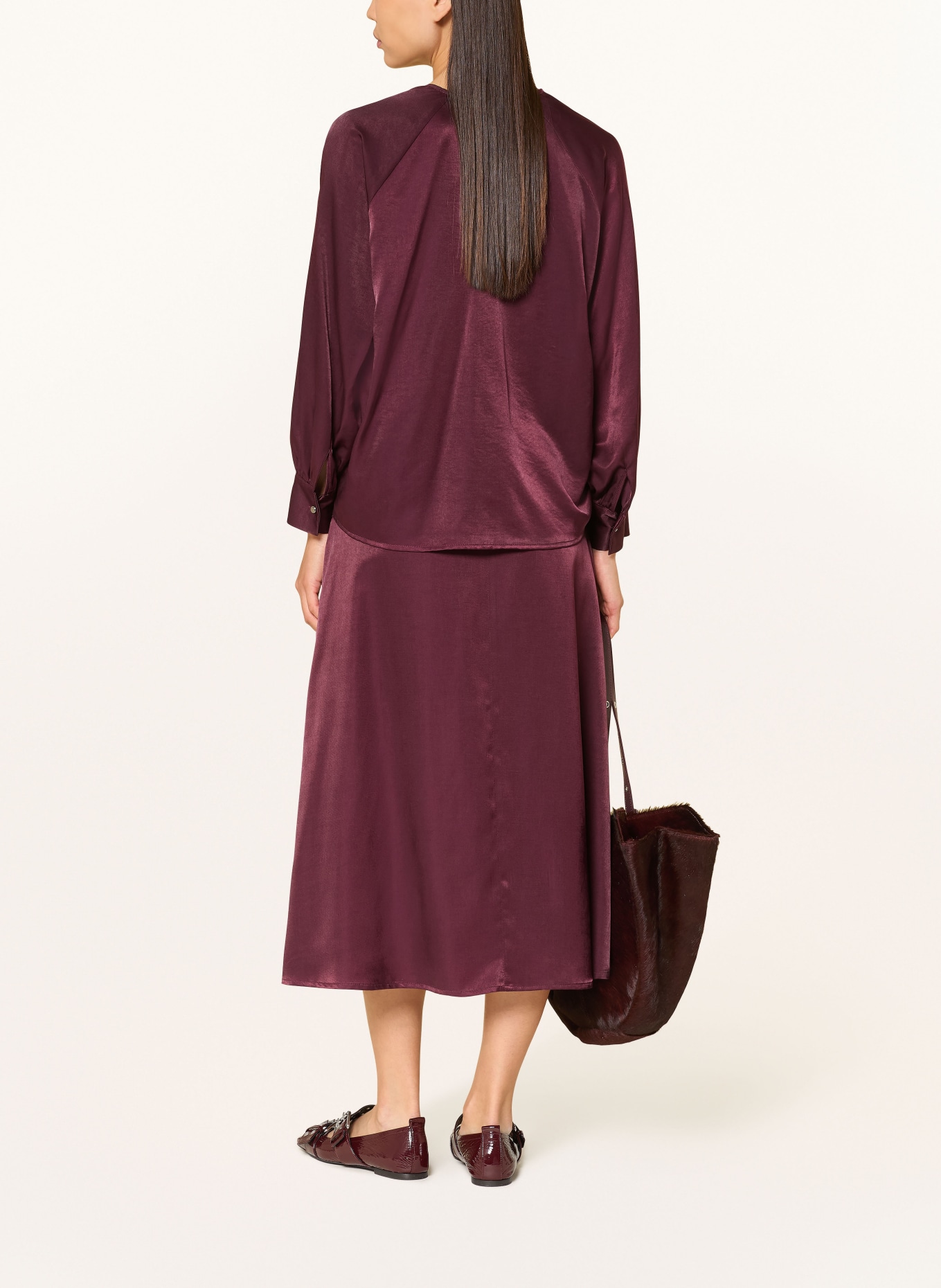 CINQUE Blusenshirt CIPALME aus Satin: DUNKELROT