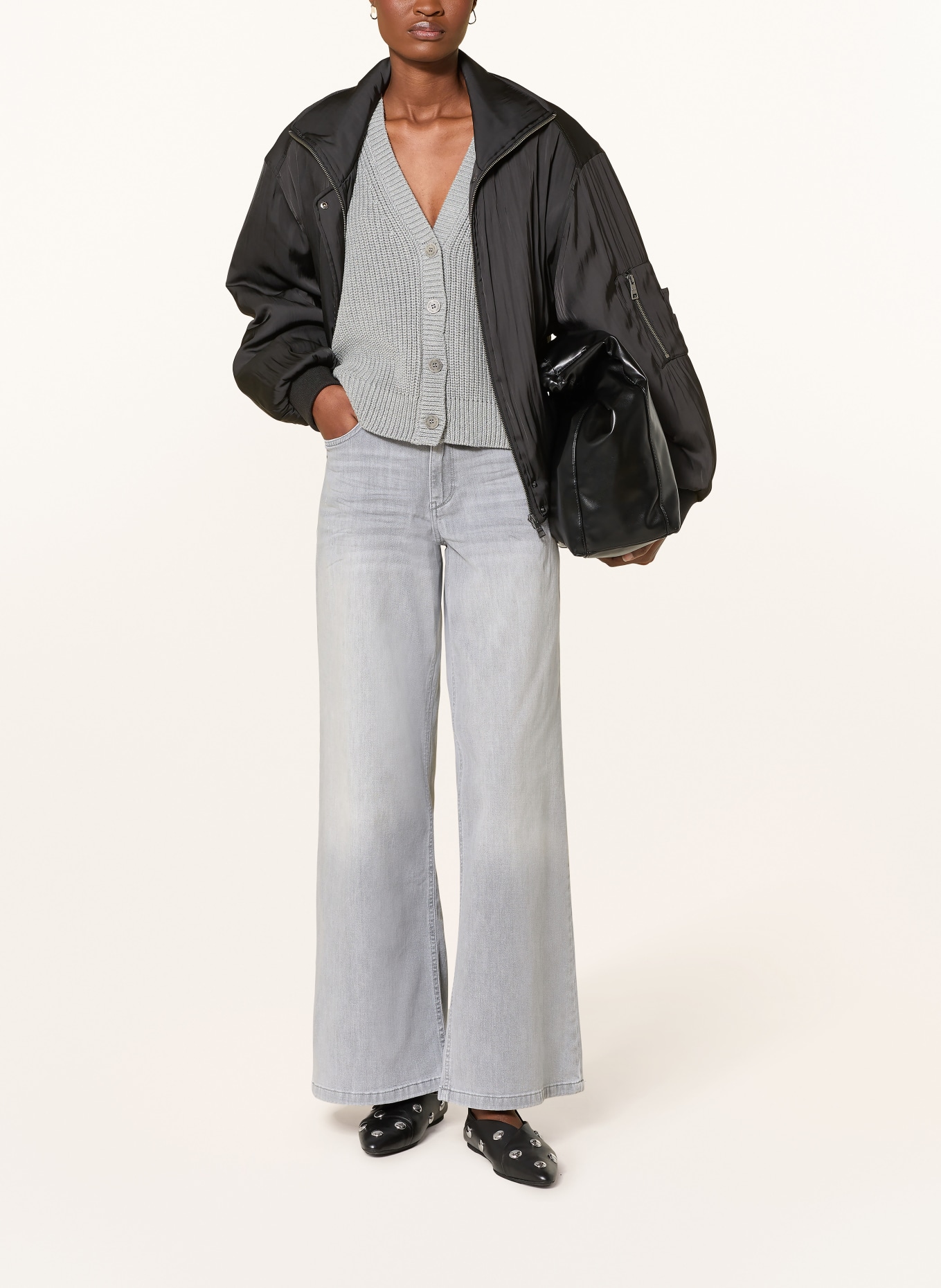 MILANO ITALY Wide Leg Jeans: 821 grey denim