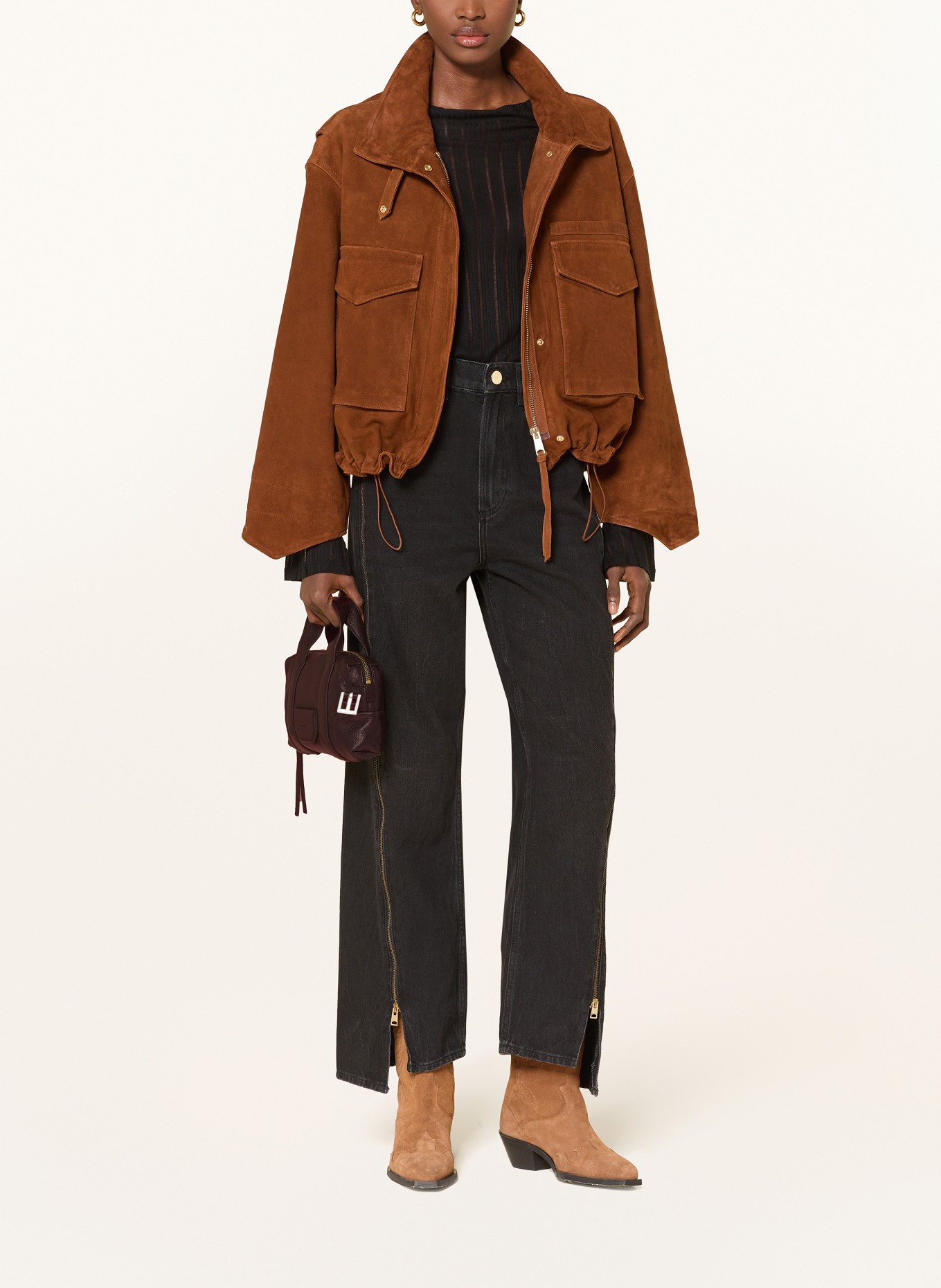 ALLSAINTS ARES shoulder bag: DARK RED / SILVER