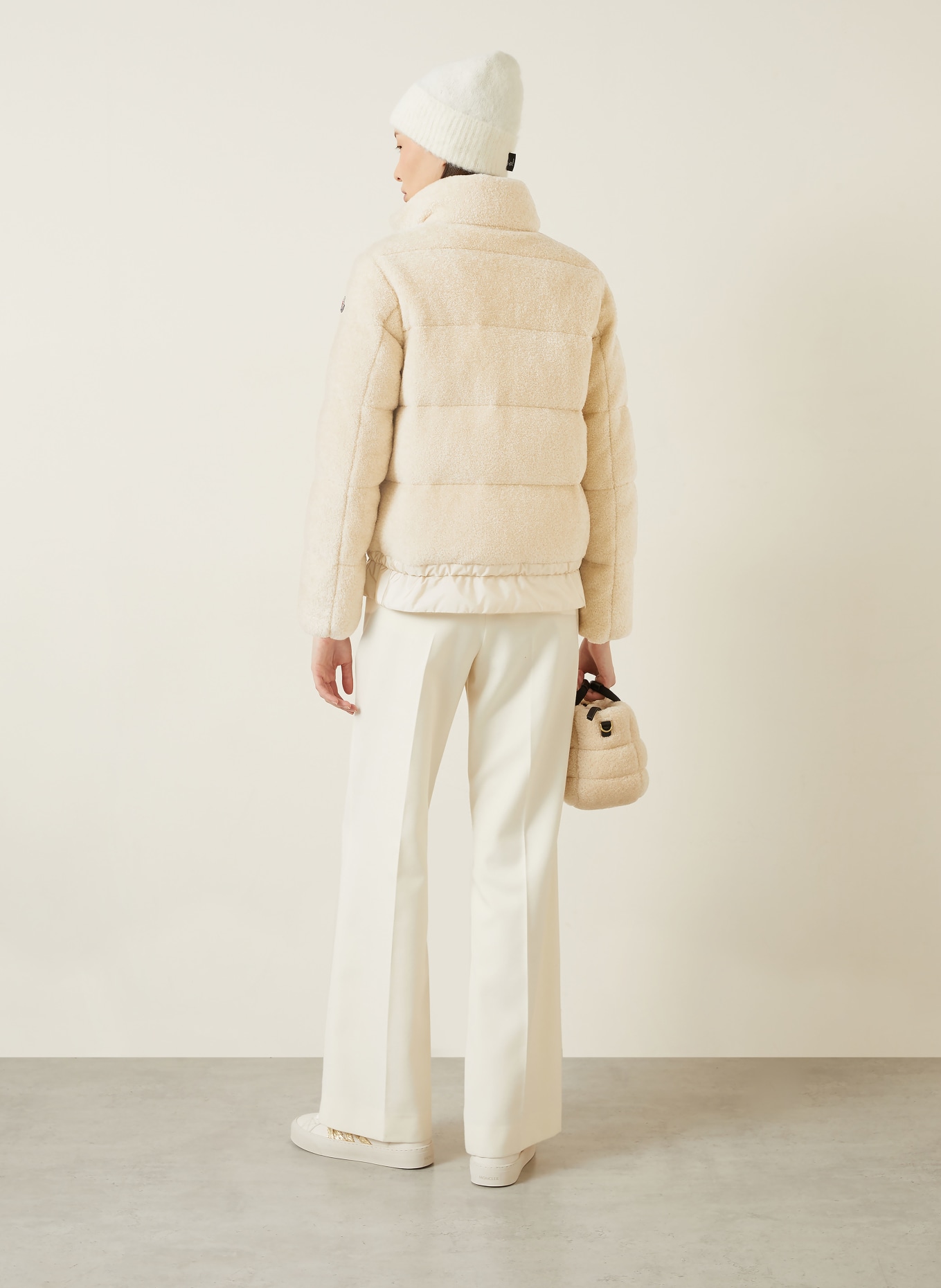 MONCLER Daunenjacke CEDRE aus Kunstfell: CREME