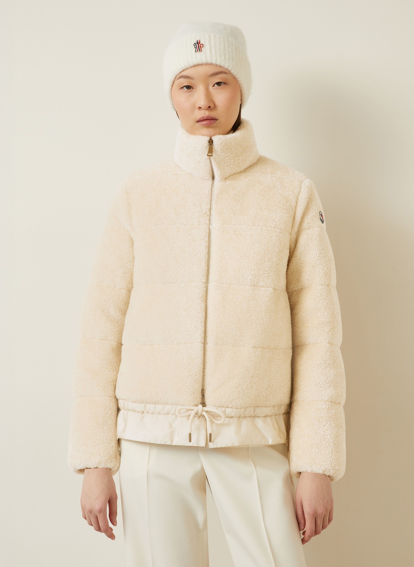 MONCLER Daunenjacke CEDRE aus Kunstfell: CREME
