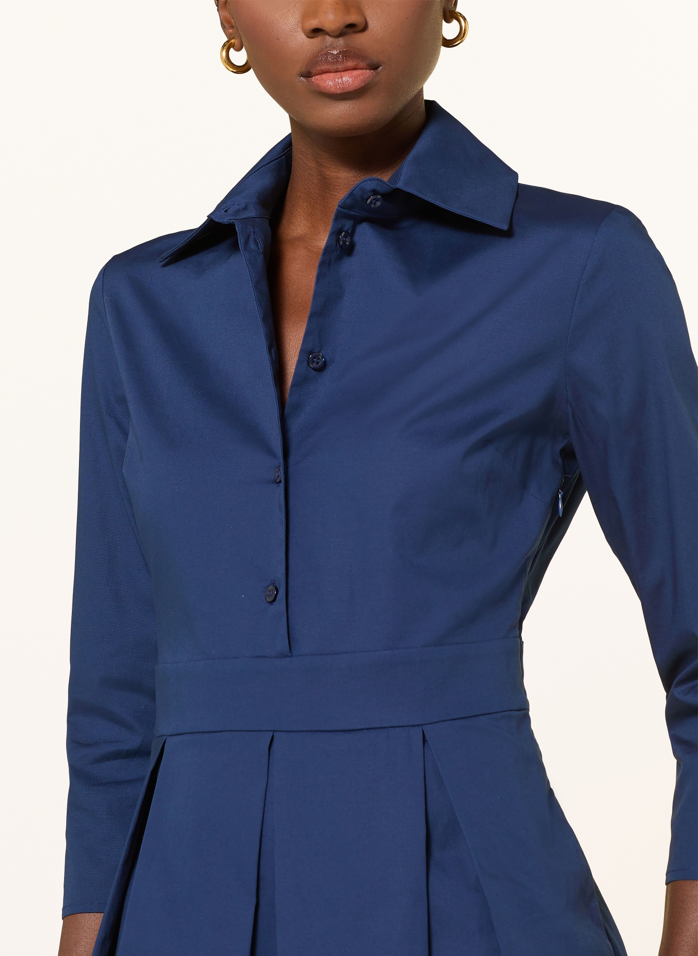 THE ABITO Hemdblusenkleid mit 3/4-Arm: DUNKELBLAU