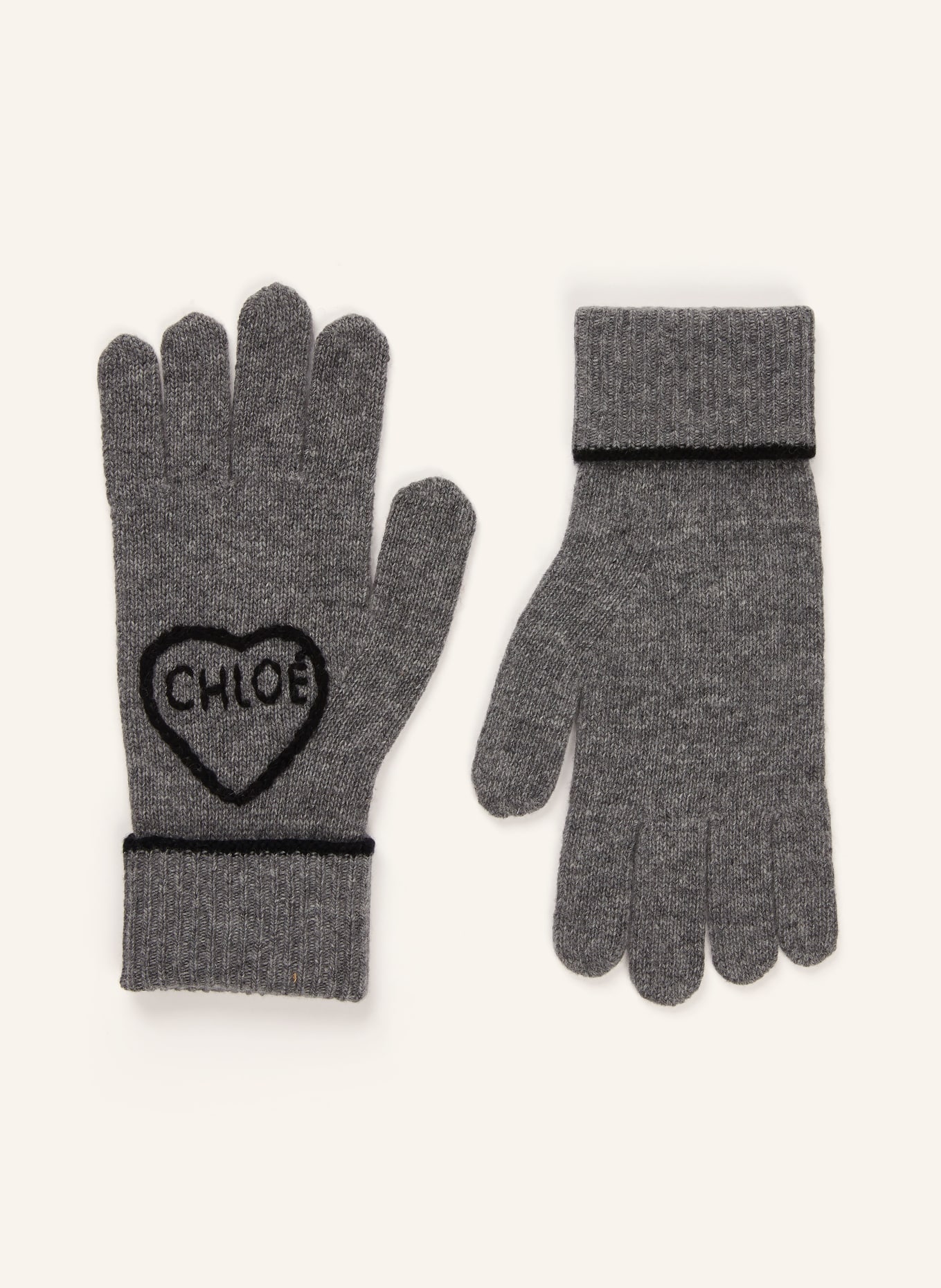 Chloé ENCOEUR gloves: GRAY / BLACK