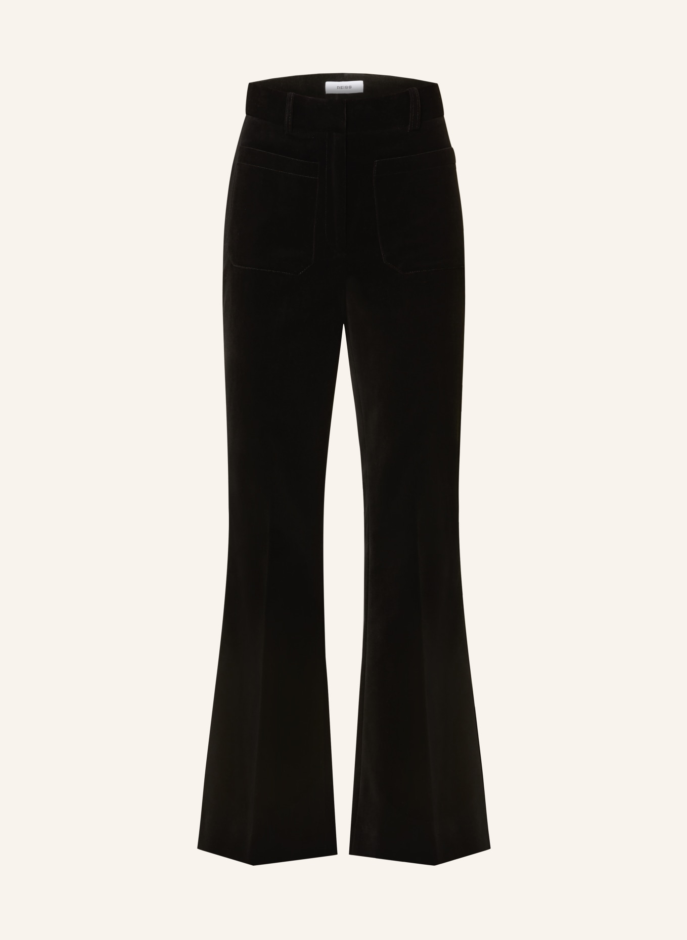REISS Bootcut-Hose MYRTLE aus Samt: SCHWARZ